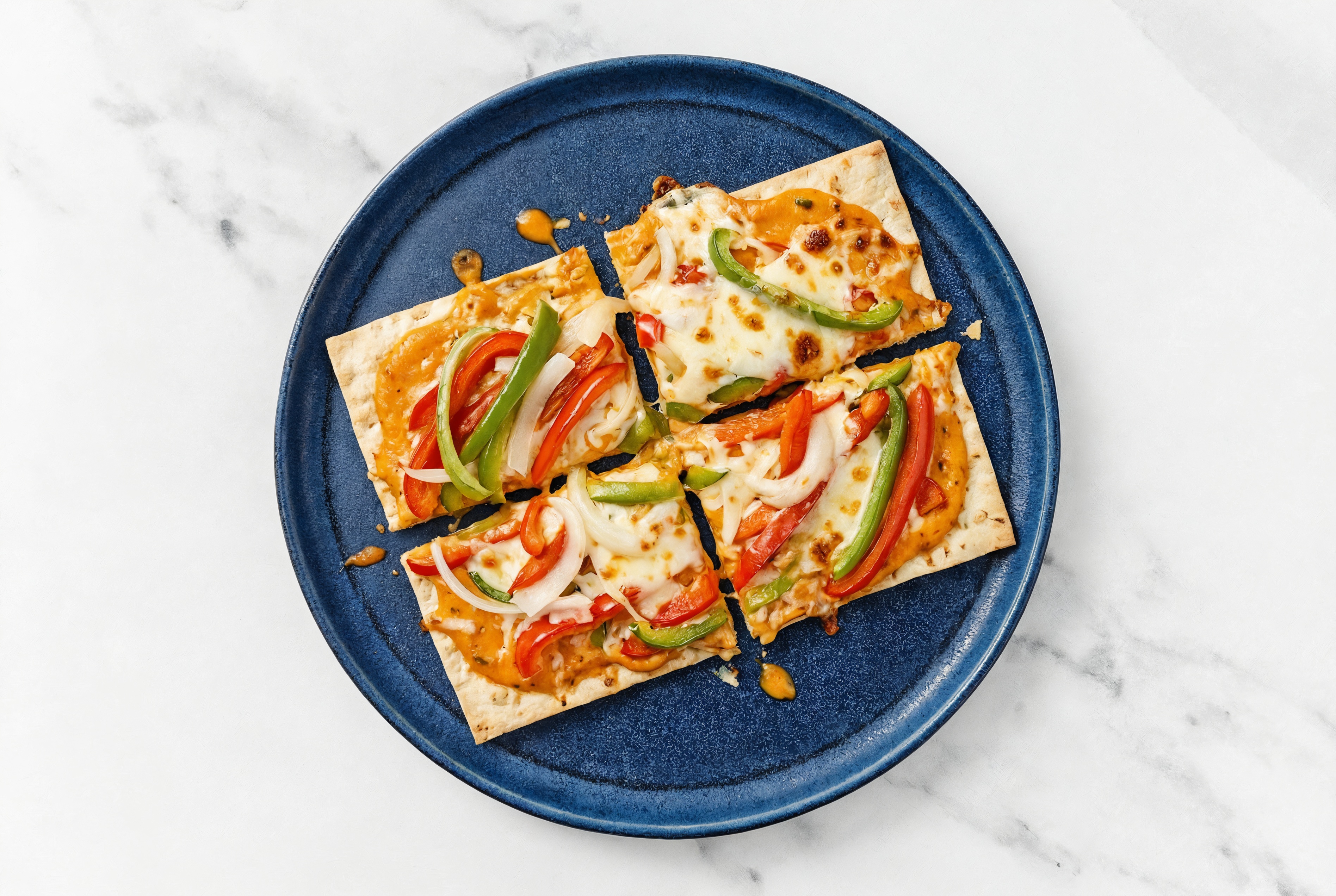 Peppers + Onions Vodka Sauce Pizza with Shredded Mozzarella Cheese