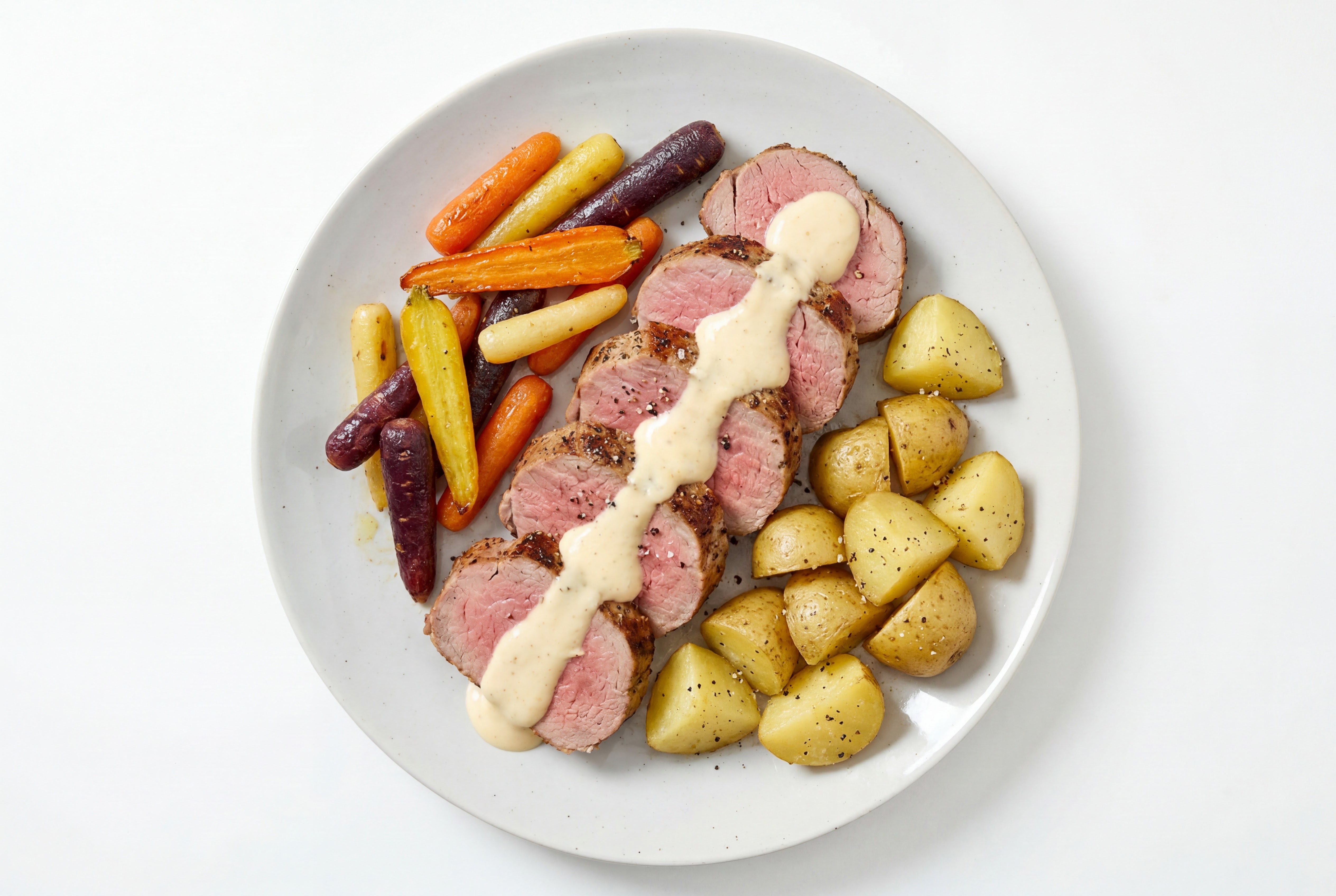 Horseradish Pork Tenderloin + Roasted Carrots n' Taters