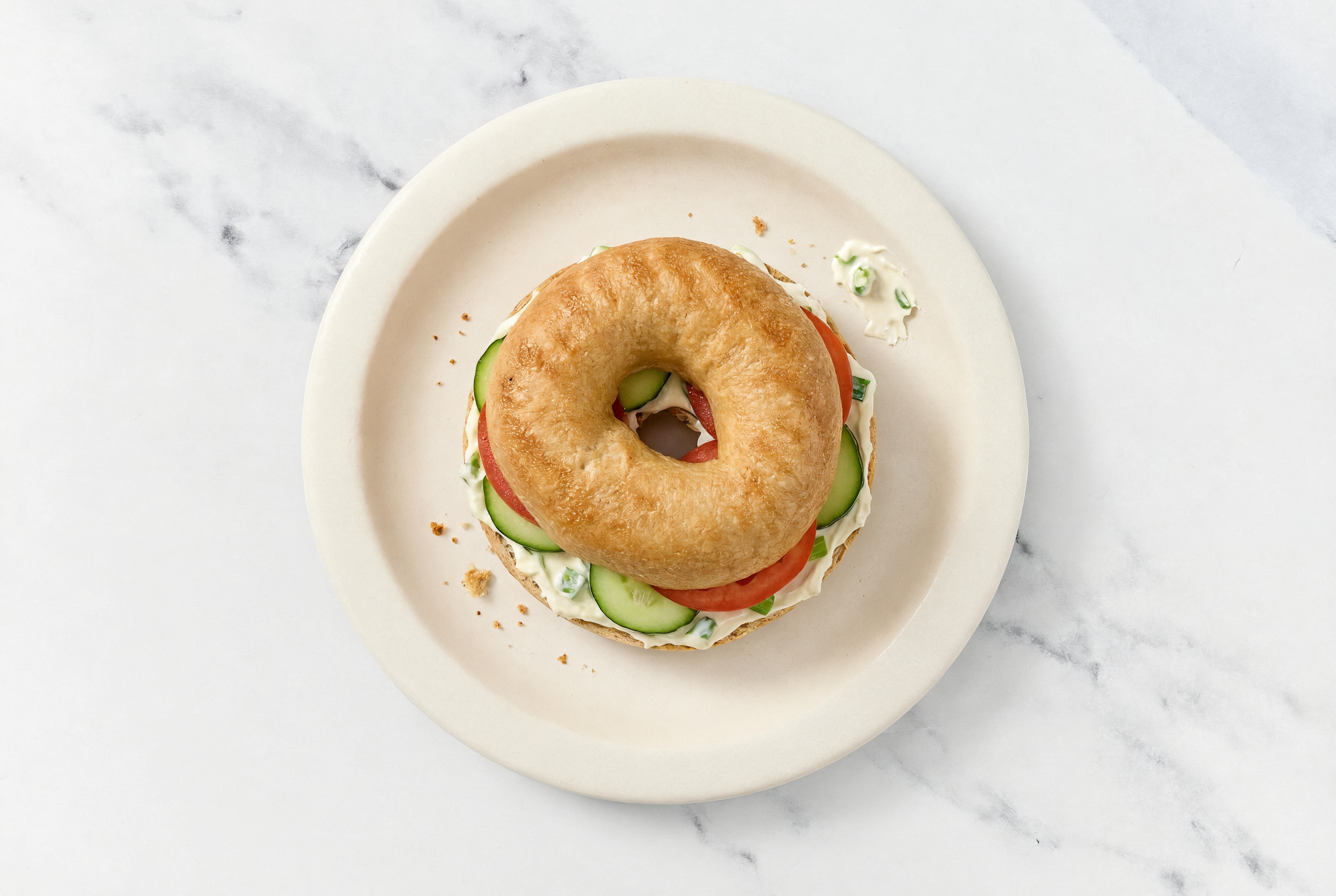 Zesty Veggie + Scallion Cream Cheese Bagel