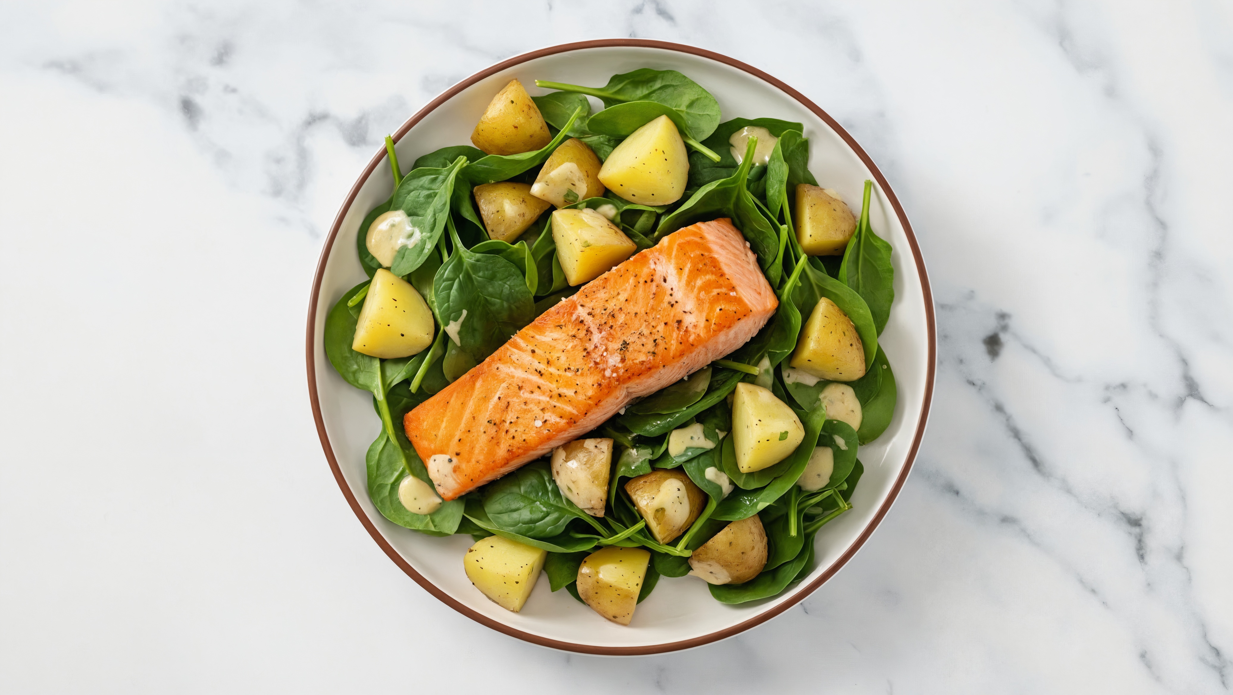 Garden Seared Salmon Caesar Salad with Baby Spinach