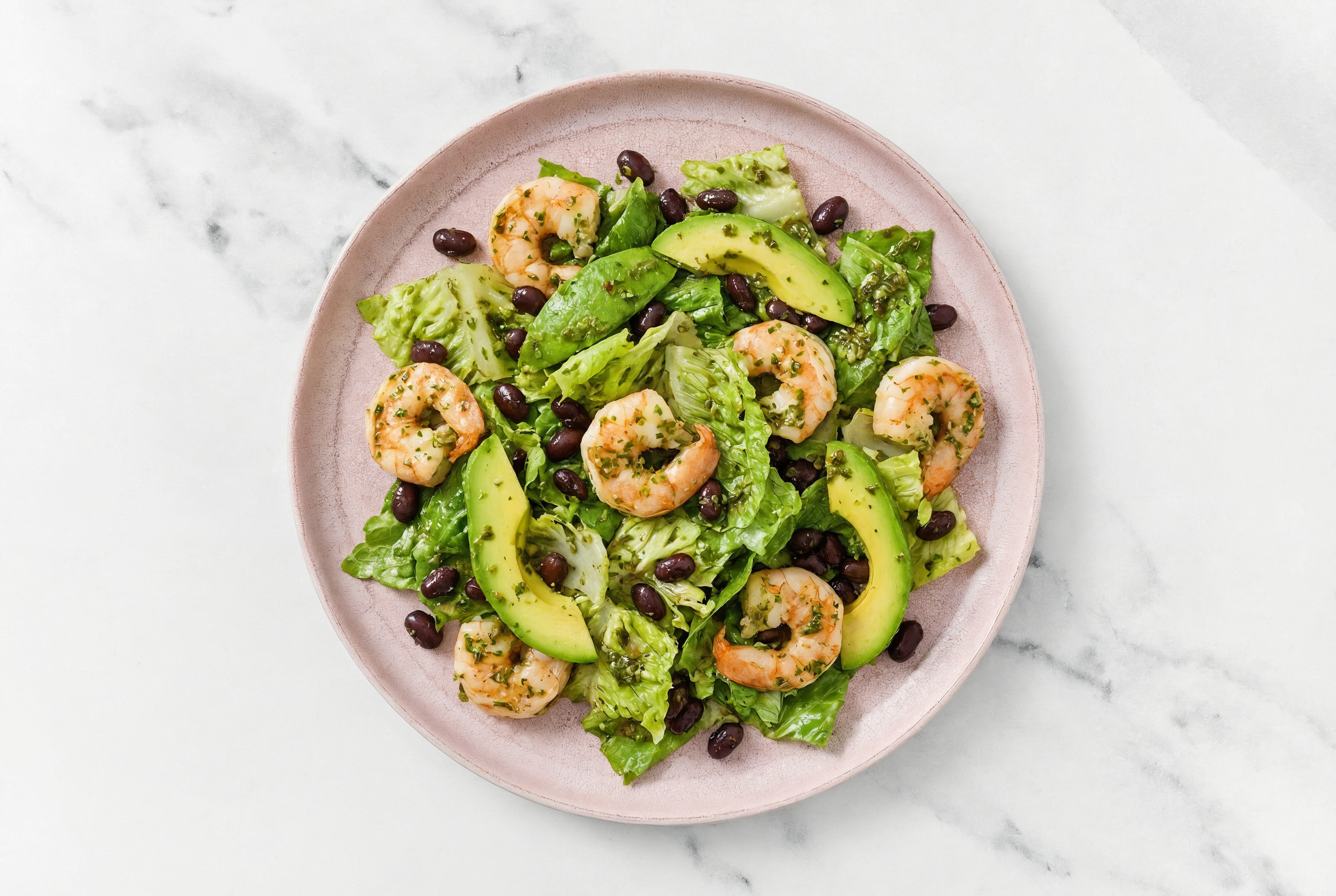 Hearty Herby Jumbo Shrimp + Avocado Salad with Classic Chimichurri