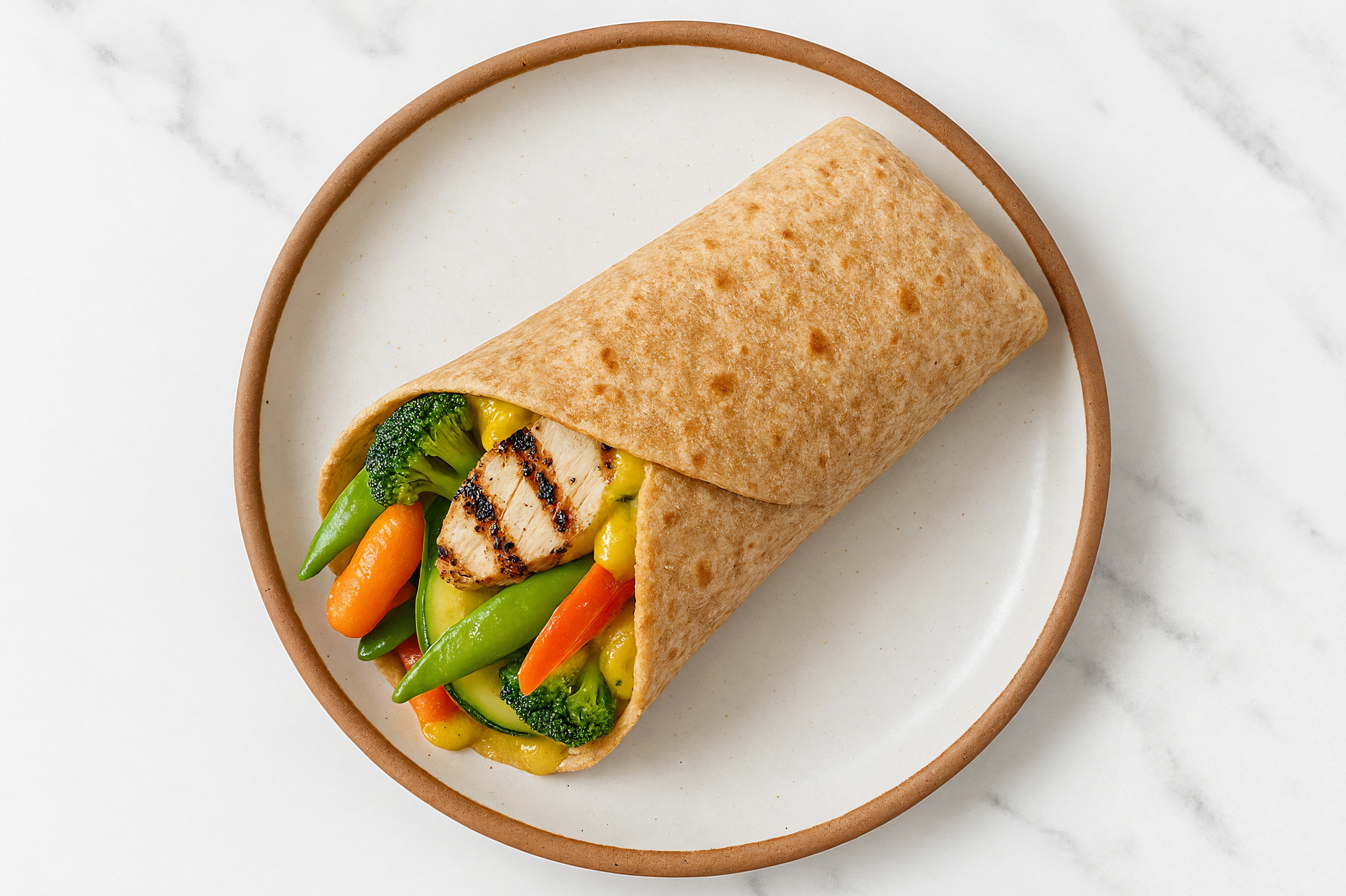 Coconut Curry Mediterranean Grilled Chicken Breast + 7 Veggie Wrap