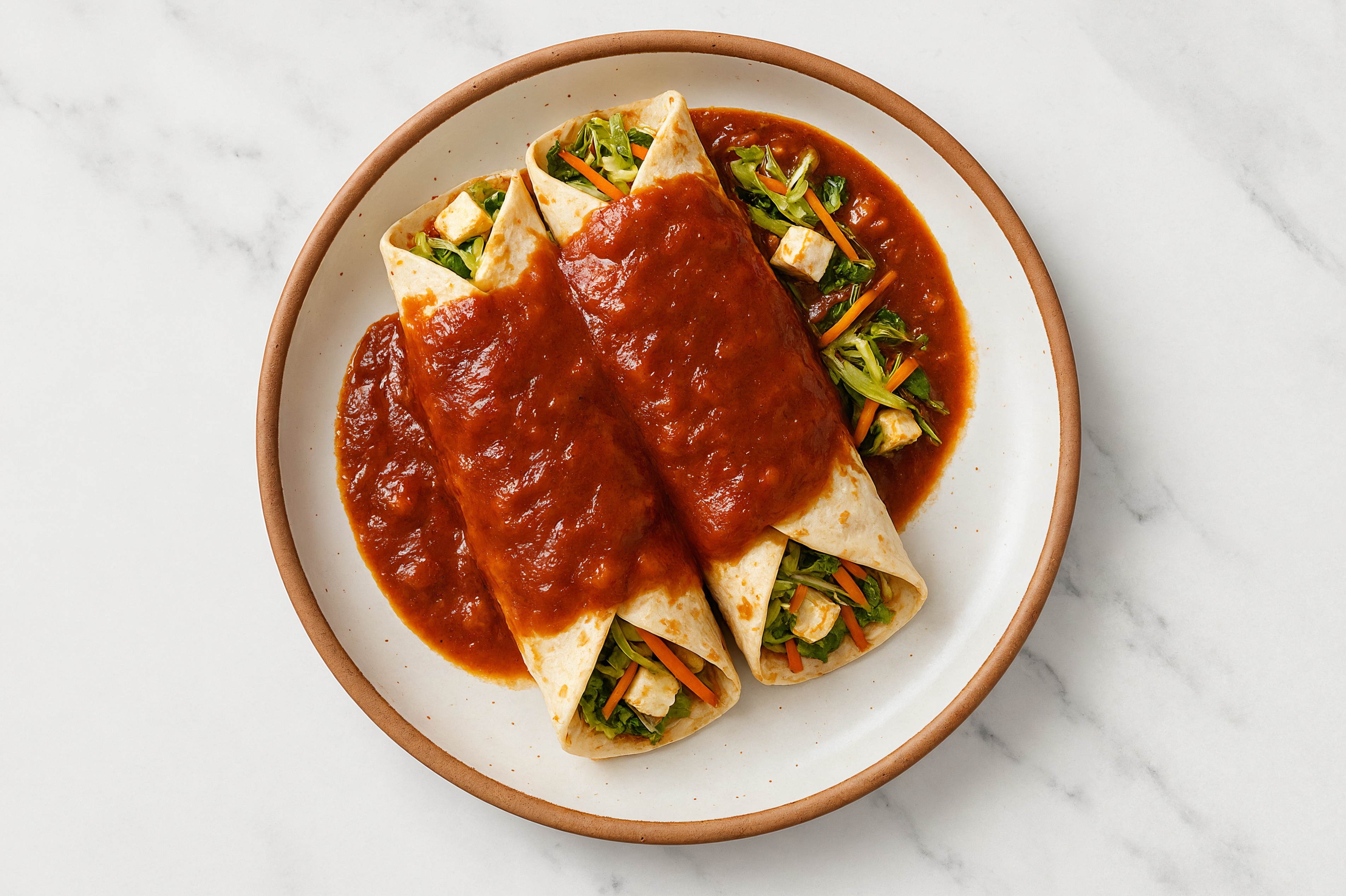 Super Veggie + Extra Firm Tofu Enchiladas Rojas
