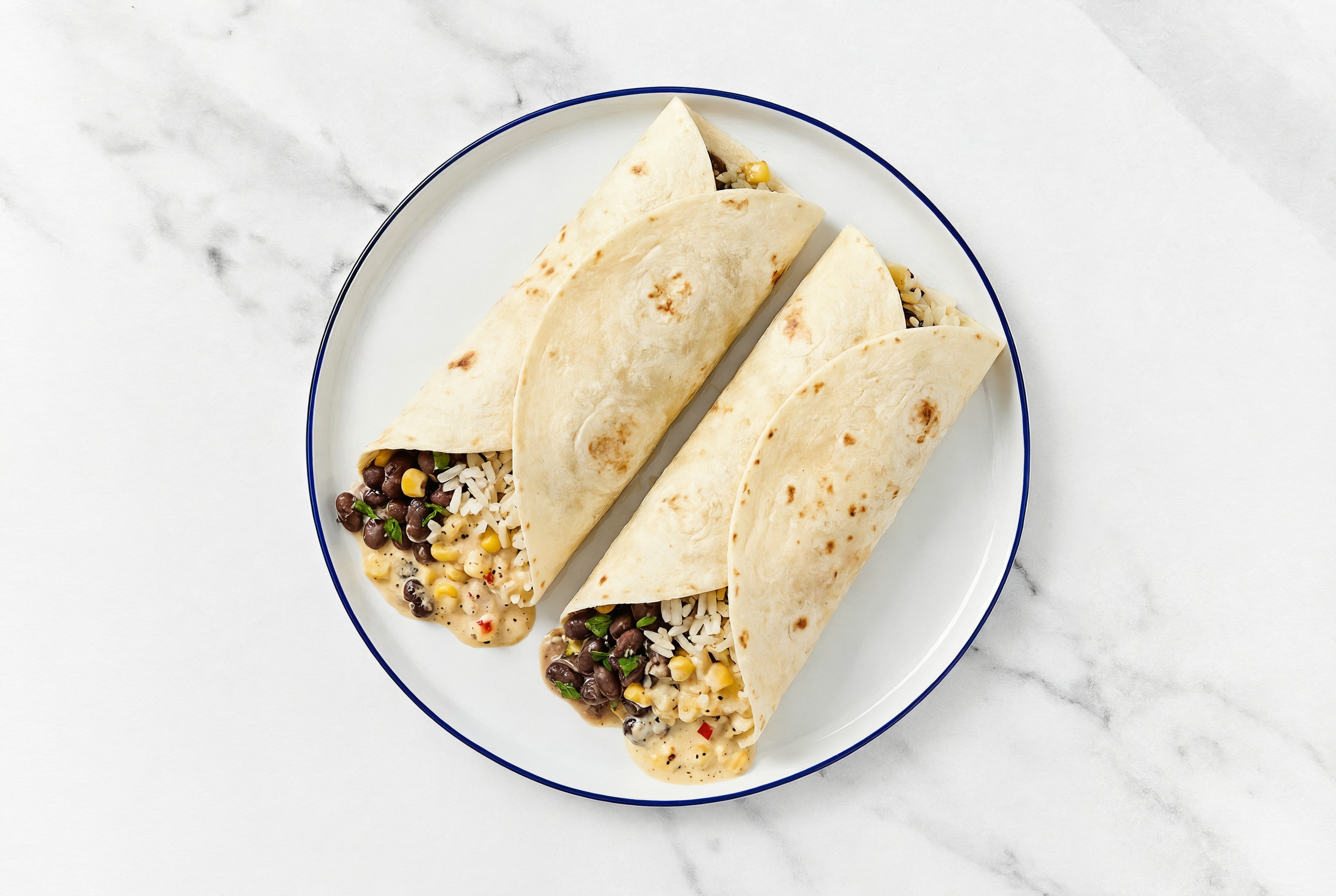 Cuban Spiced Black Beans Bean + Mexican Street Corn Tacos with Side of Rice