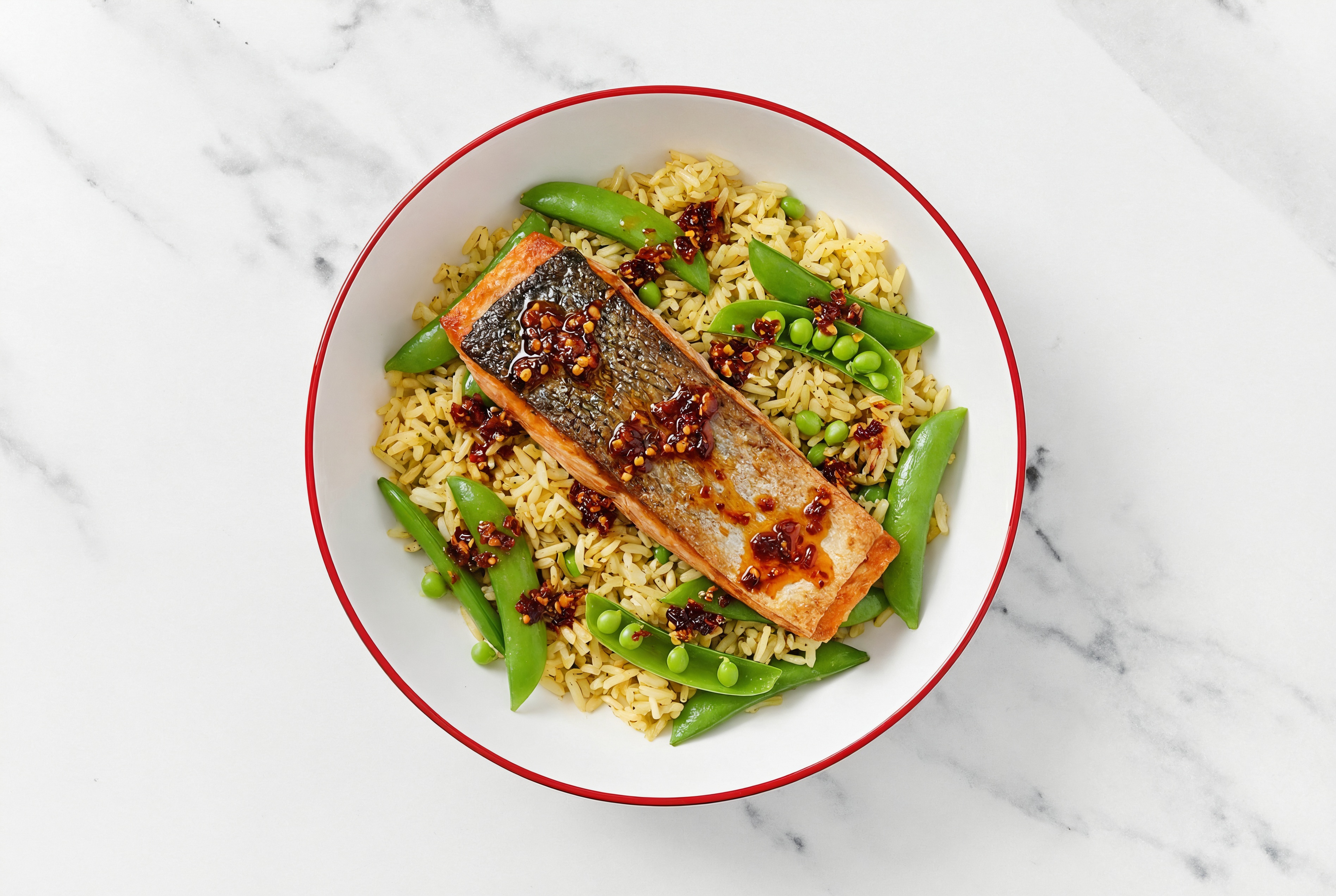 Chili Crisp Wild Salmon Seasoned Jasmine Rice Bowl