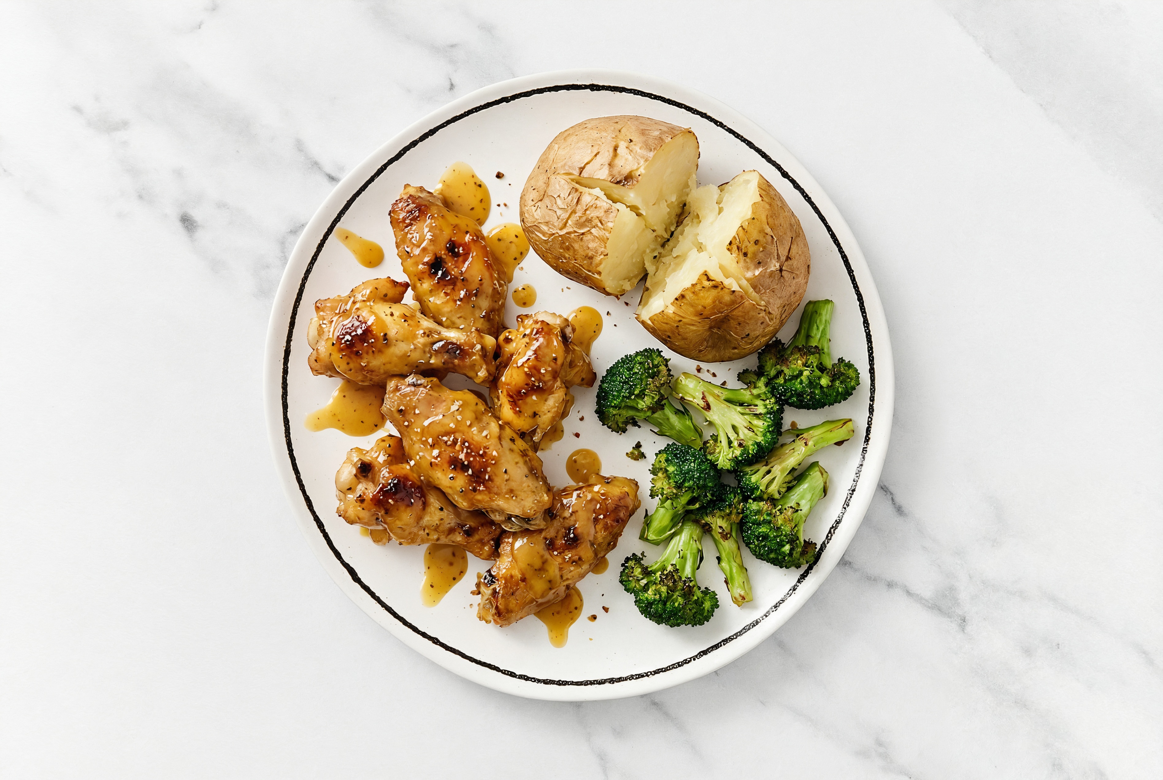 Honey Mustard Chicken Wings + Steamed Broccoli Bunches