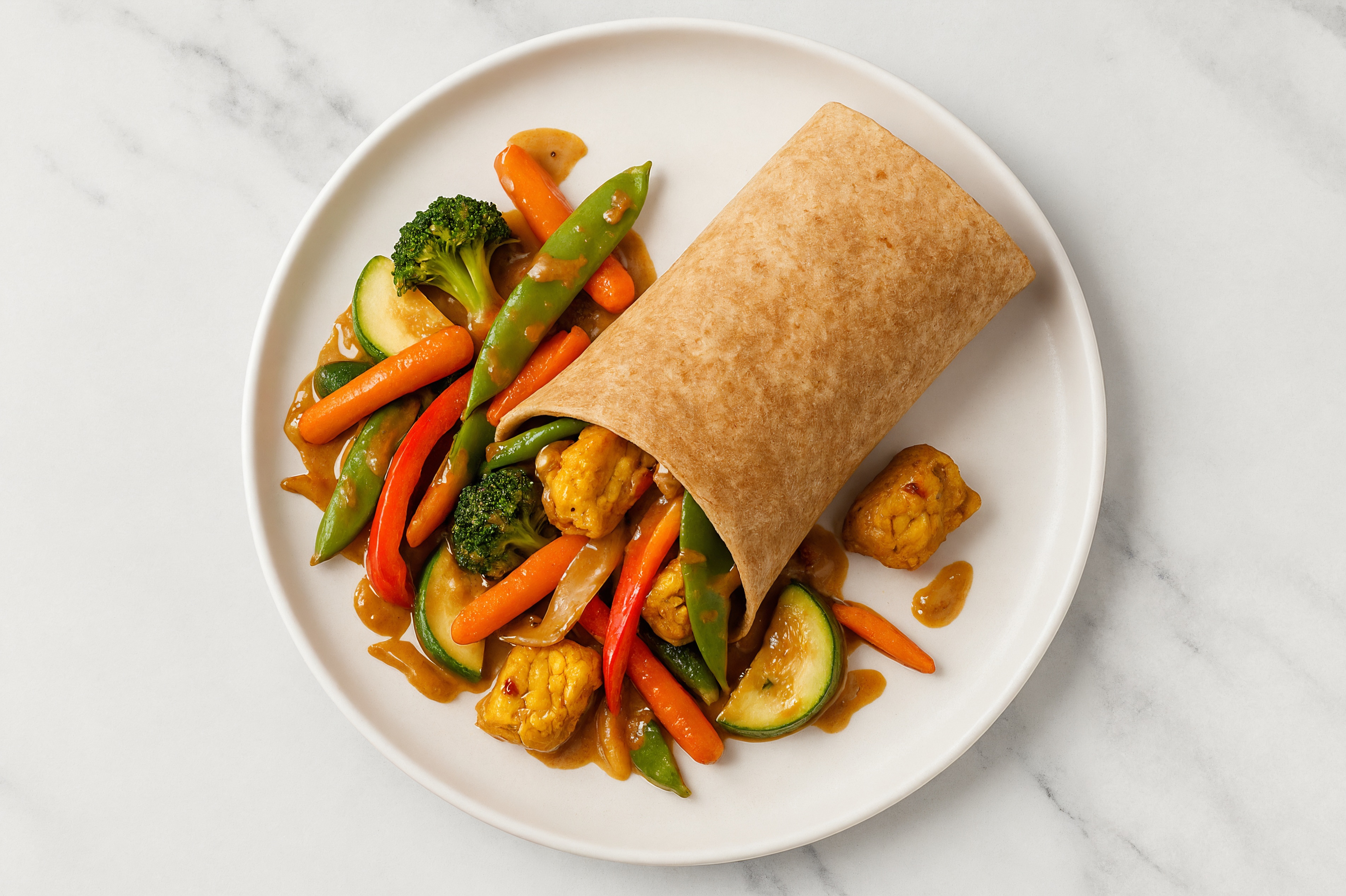 Peanutty Tofu Veggie Wrap