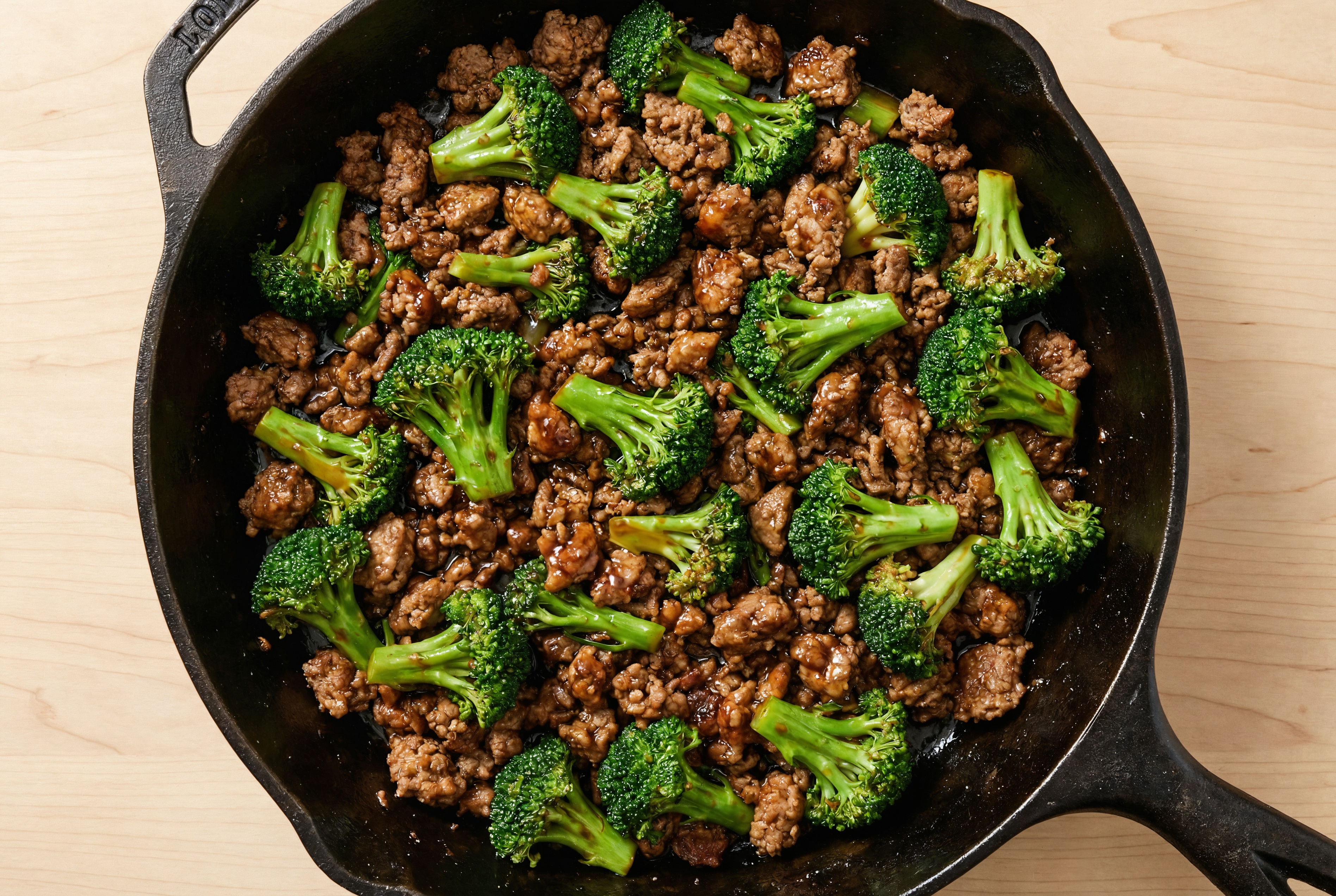 Japanese BBQ Ground Beef Stir-Fry with Baby Broccoli
