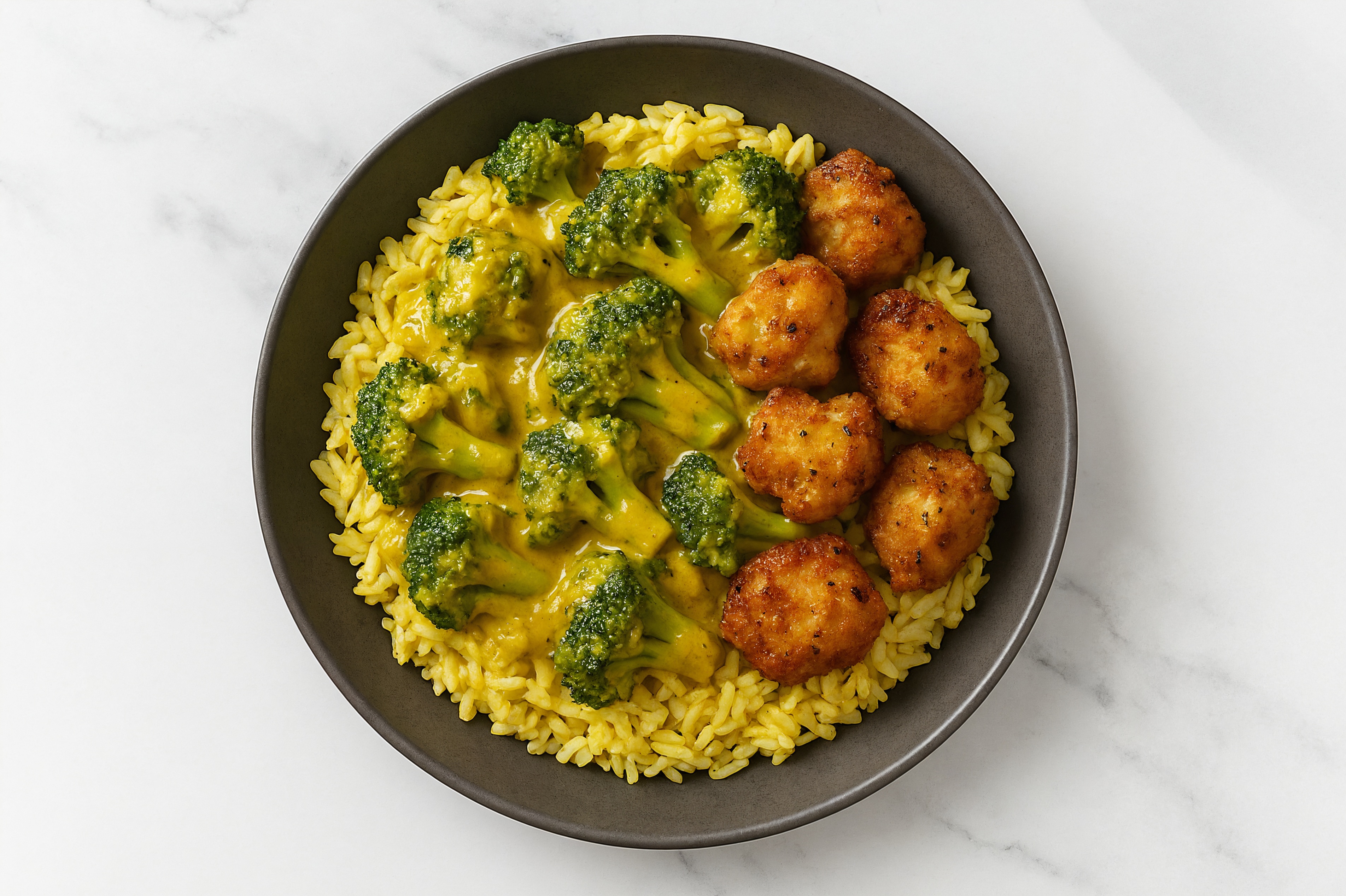 Jasmine Rice Bowl with Chicken Nuggets + Broccoli Florets