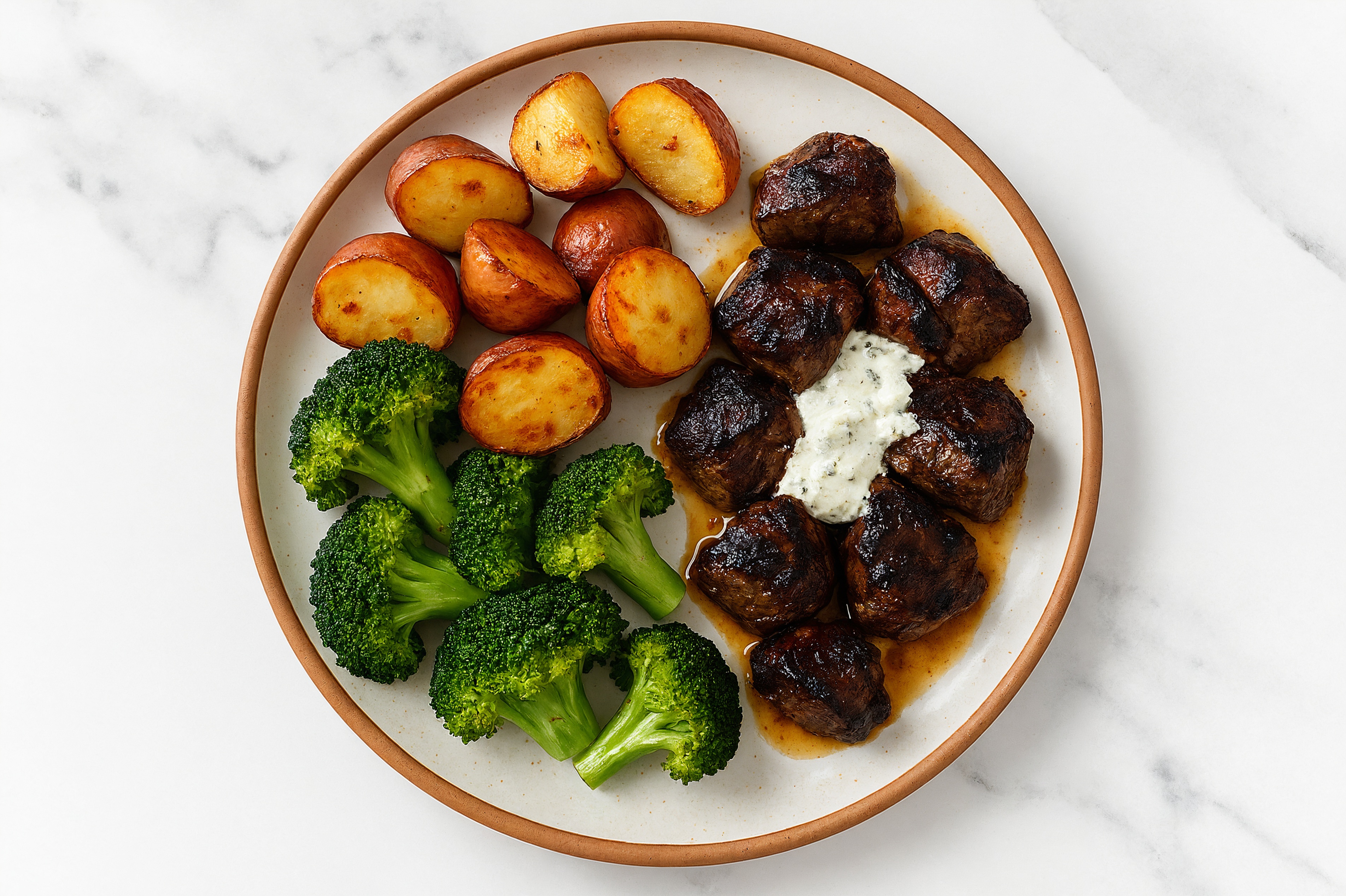 Tzatziki Seared Lamb with Red Potatoes & Organic Broccoli