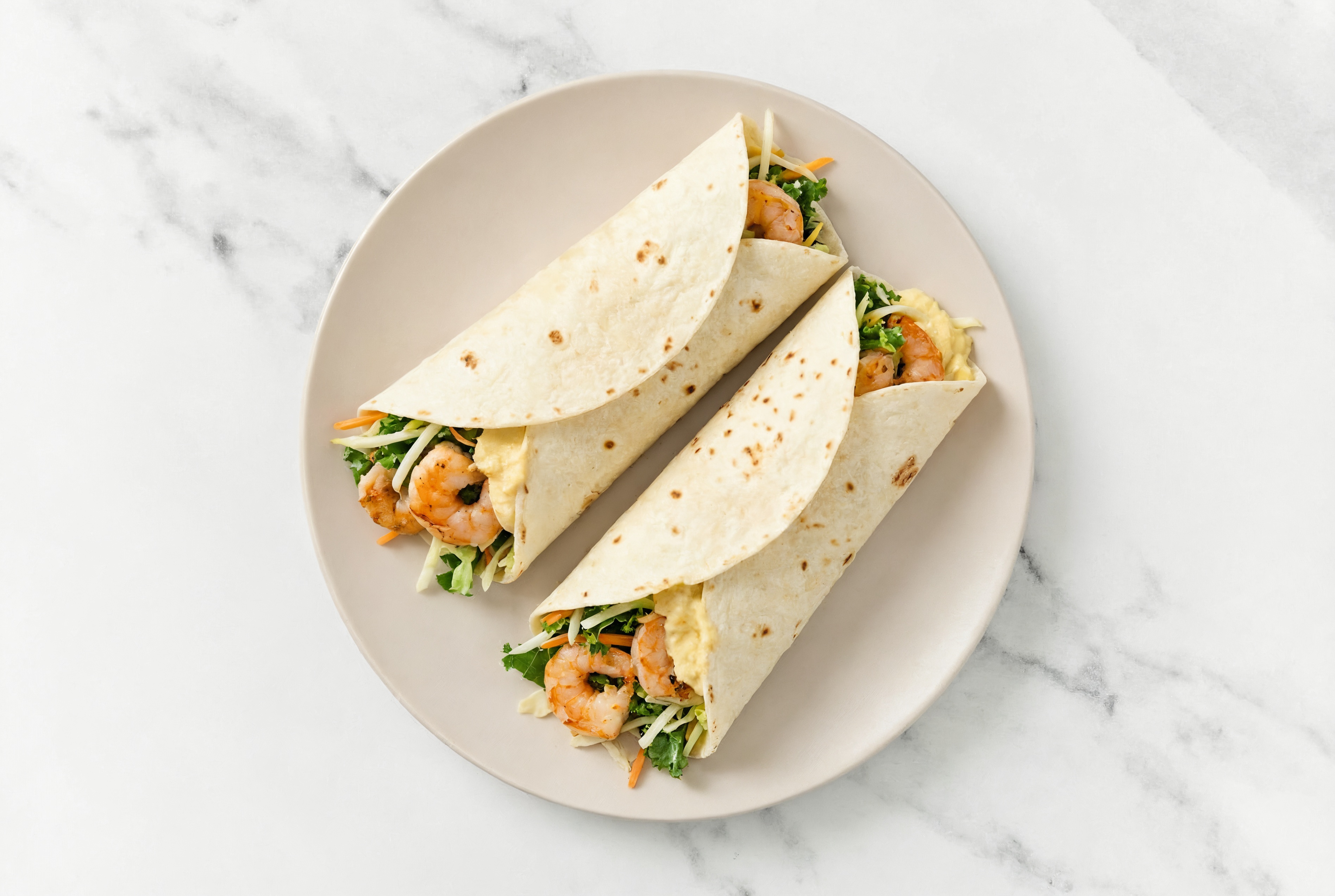  Gulf Shrimp + Lemon Garlic Hummus Wrap