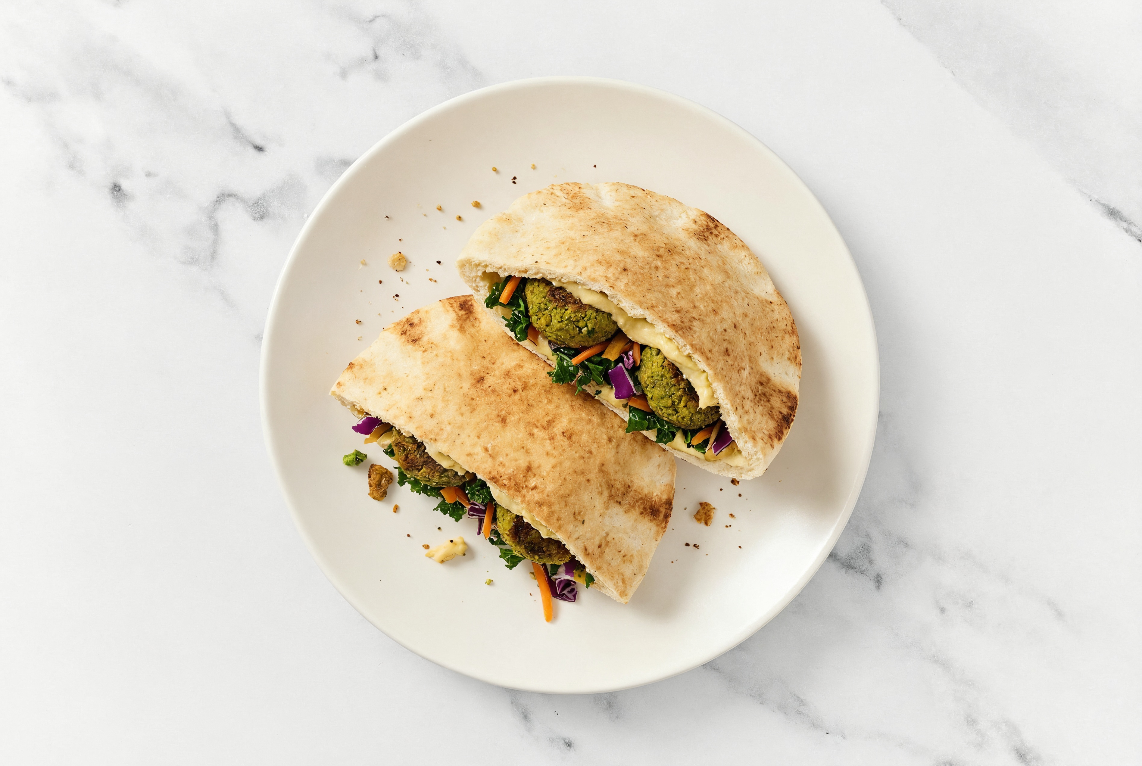 Classic Rainbow Veggie Mix Falafel Traditional Pita Sandwiches