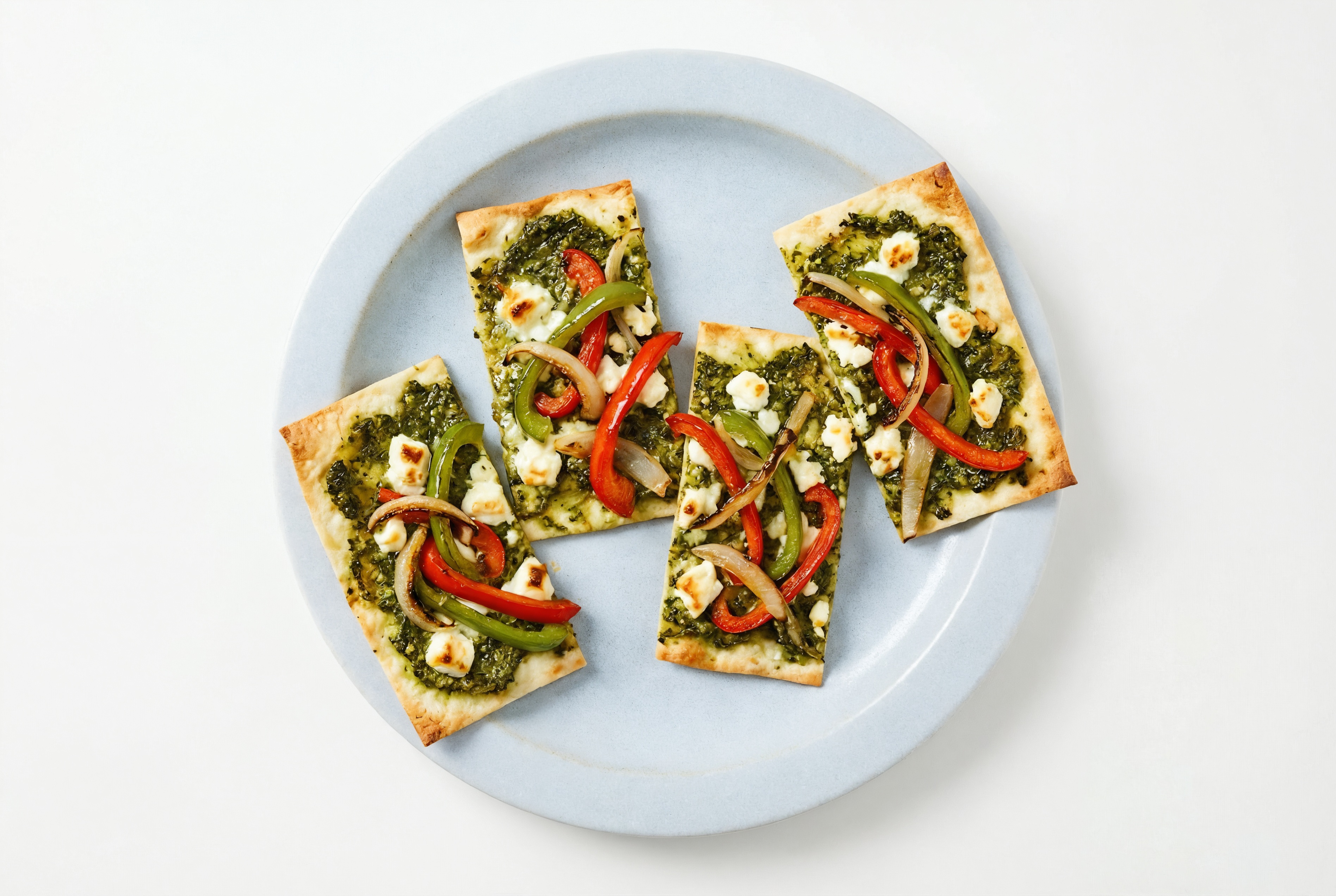 Bell Pepper + Onion Pesto Lavash Flatbread
