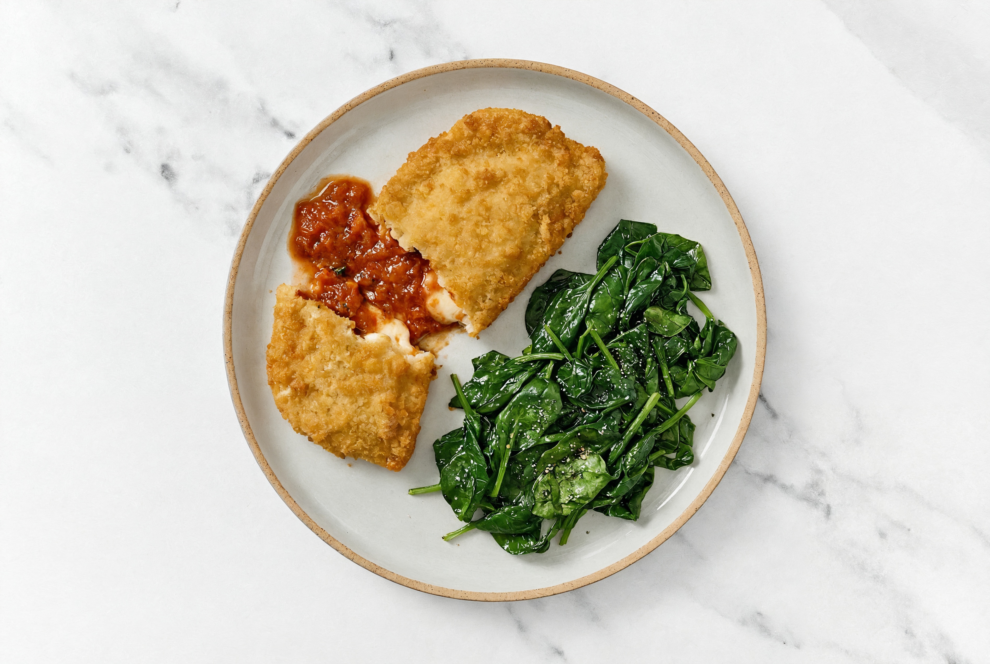 "Chicken" Parm with Baby Spinach