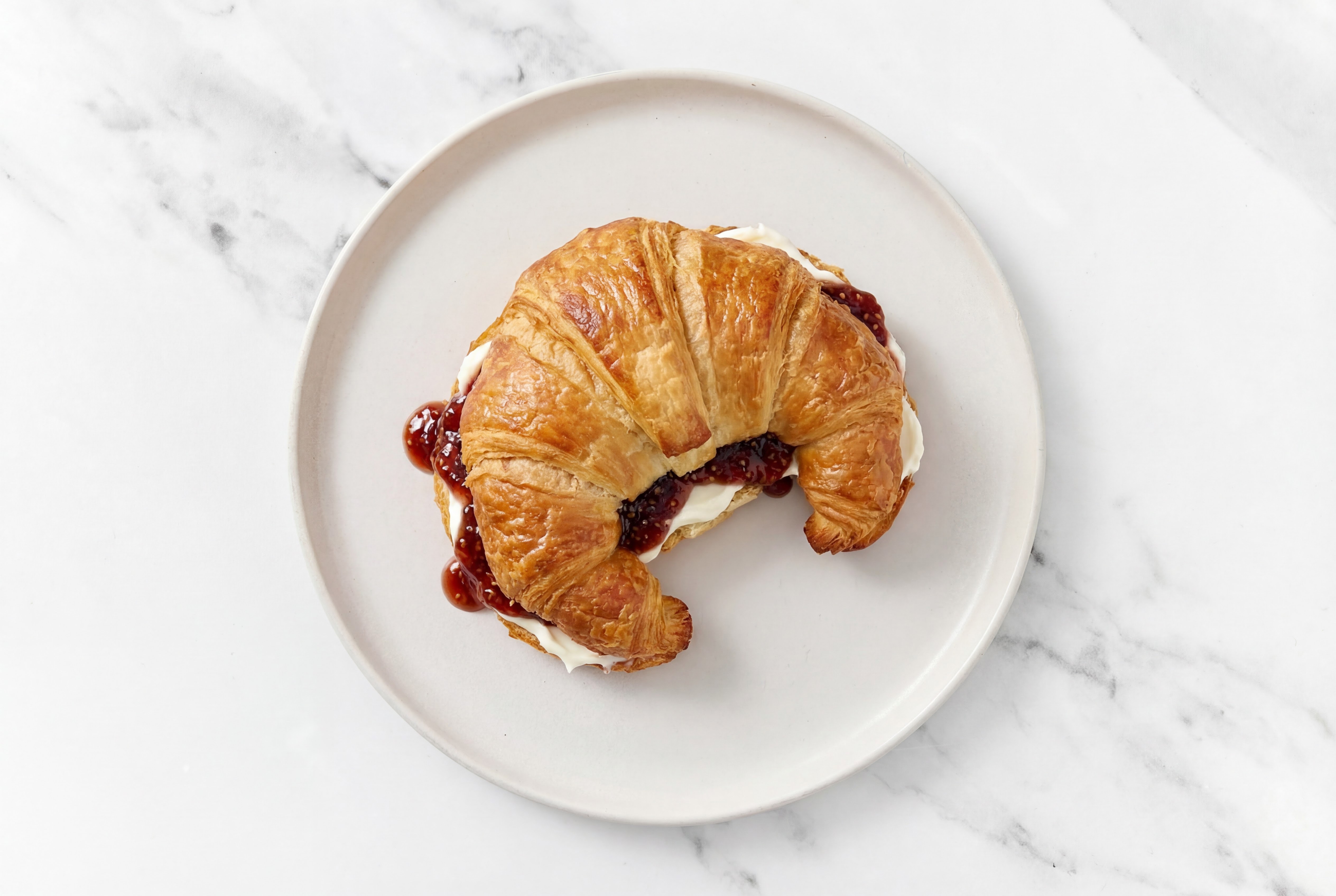 Cream Cheese + Strawberry Jam Croissant Sandwich