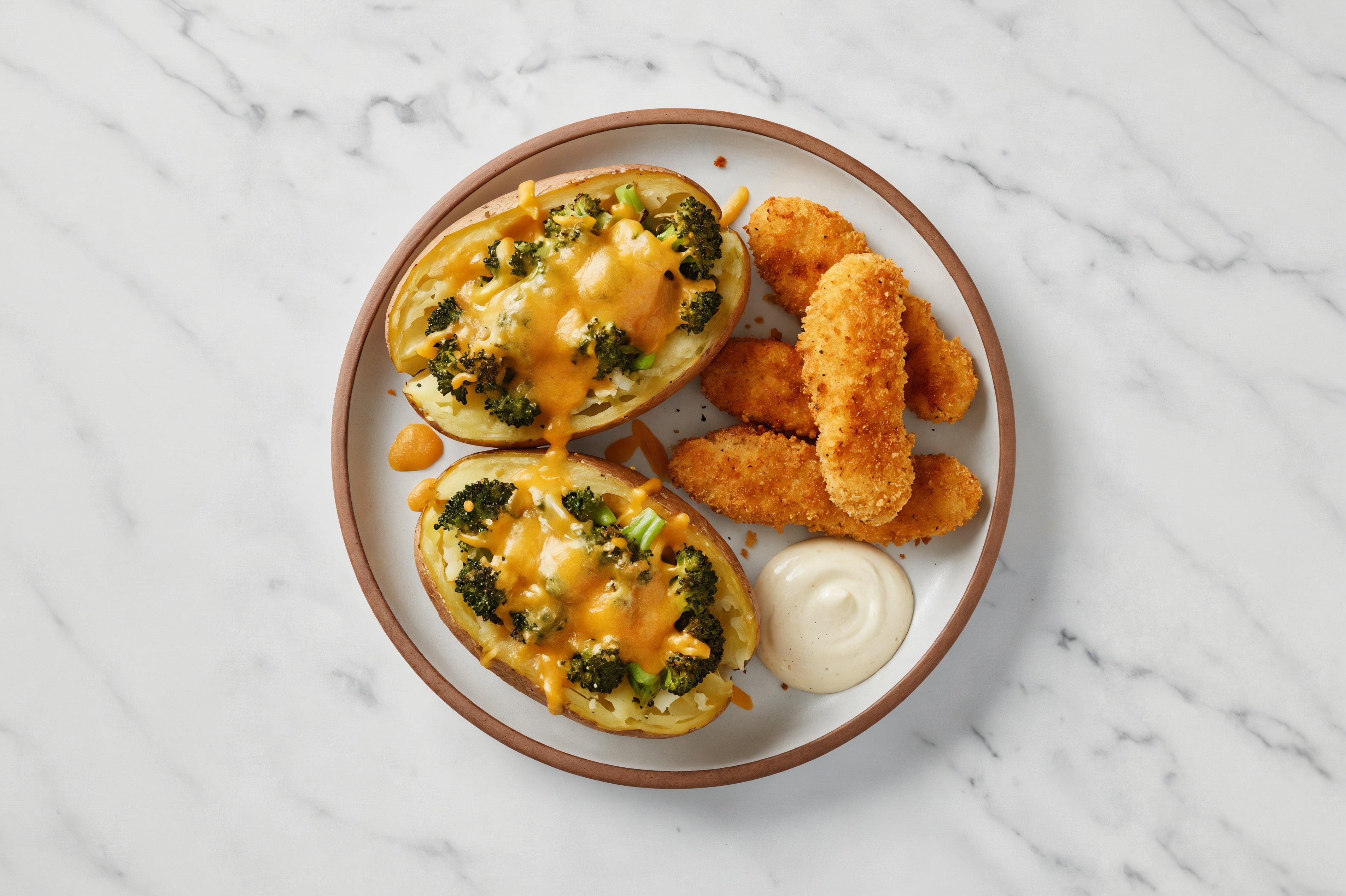 Chik'n Tenders Broccoli Florets Plate with Creamy Horseradish