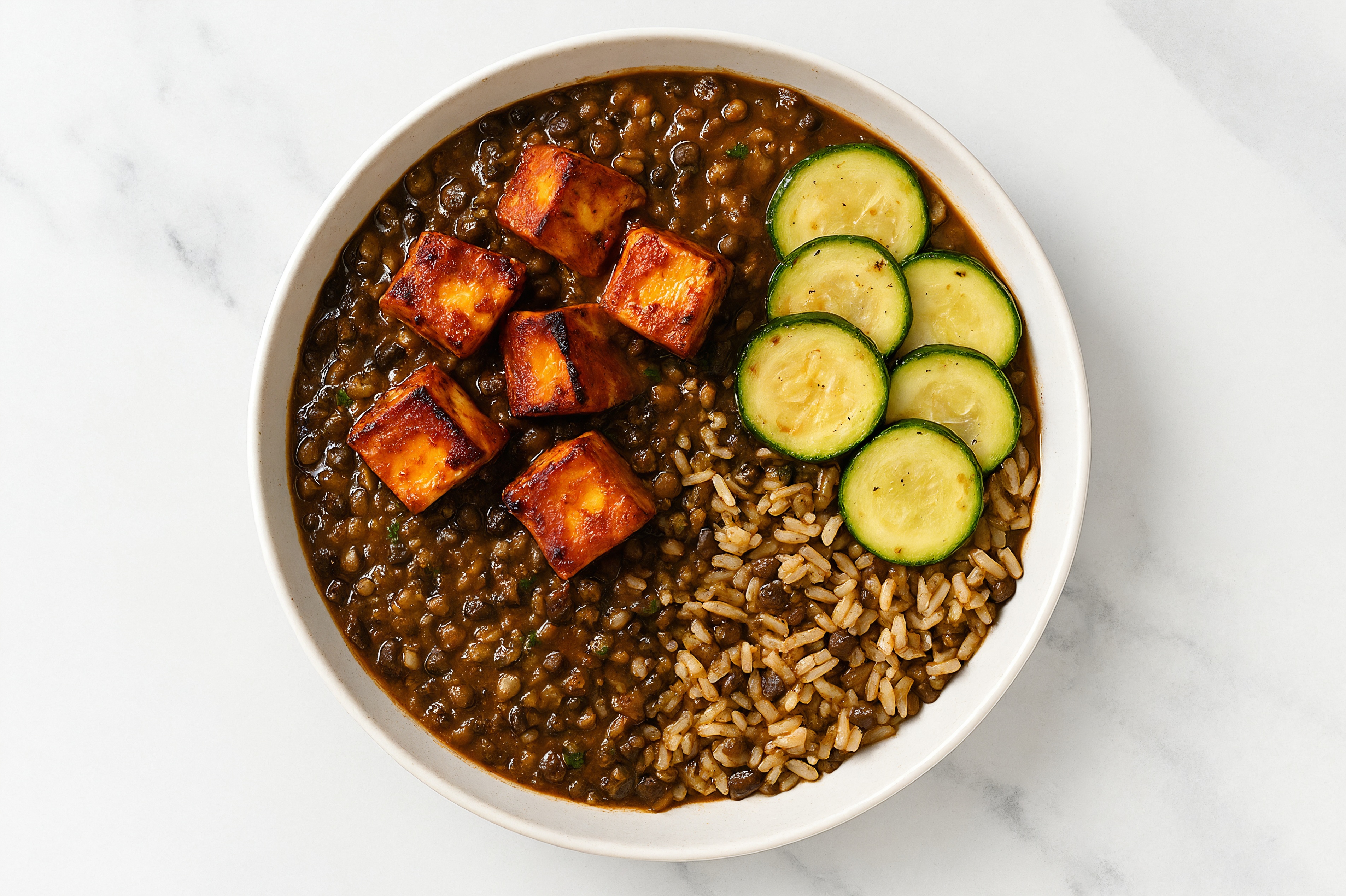 Paneer Tandoori Masala + Curried Lentil Rice