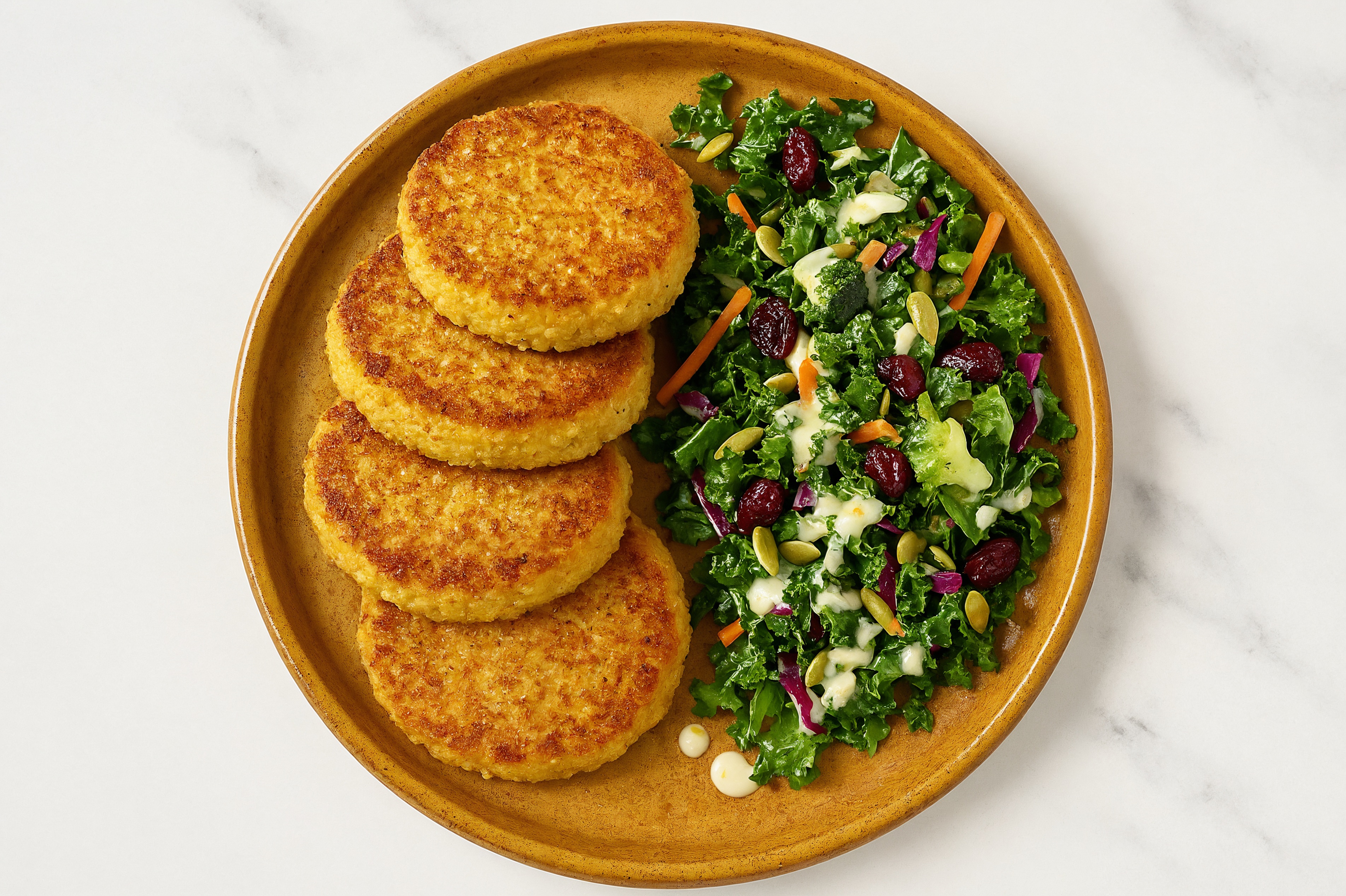 Sweet Kale Salad + Couscous Cakes with Liquid Egg Whites