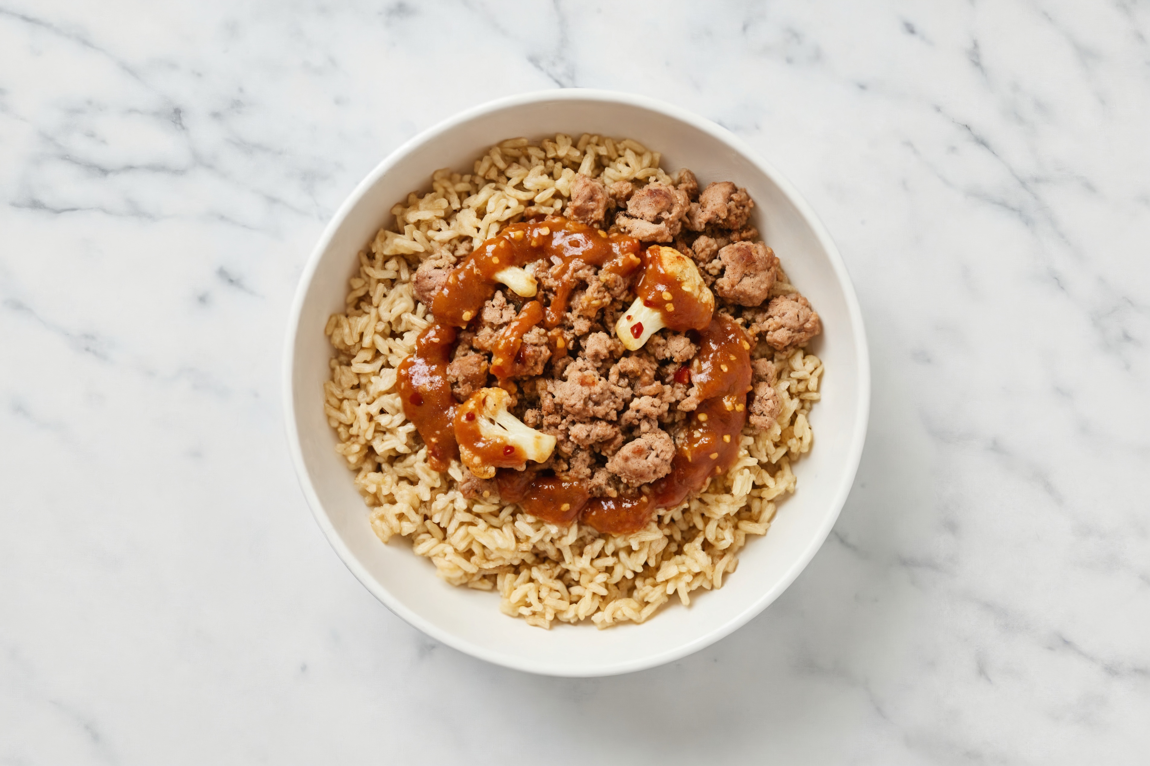 Sweet Ginger Ground Lamb + Organic Brown Rice Bowl with Cauliflower