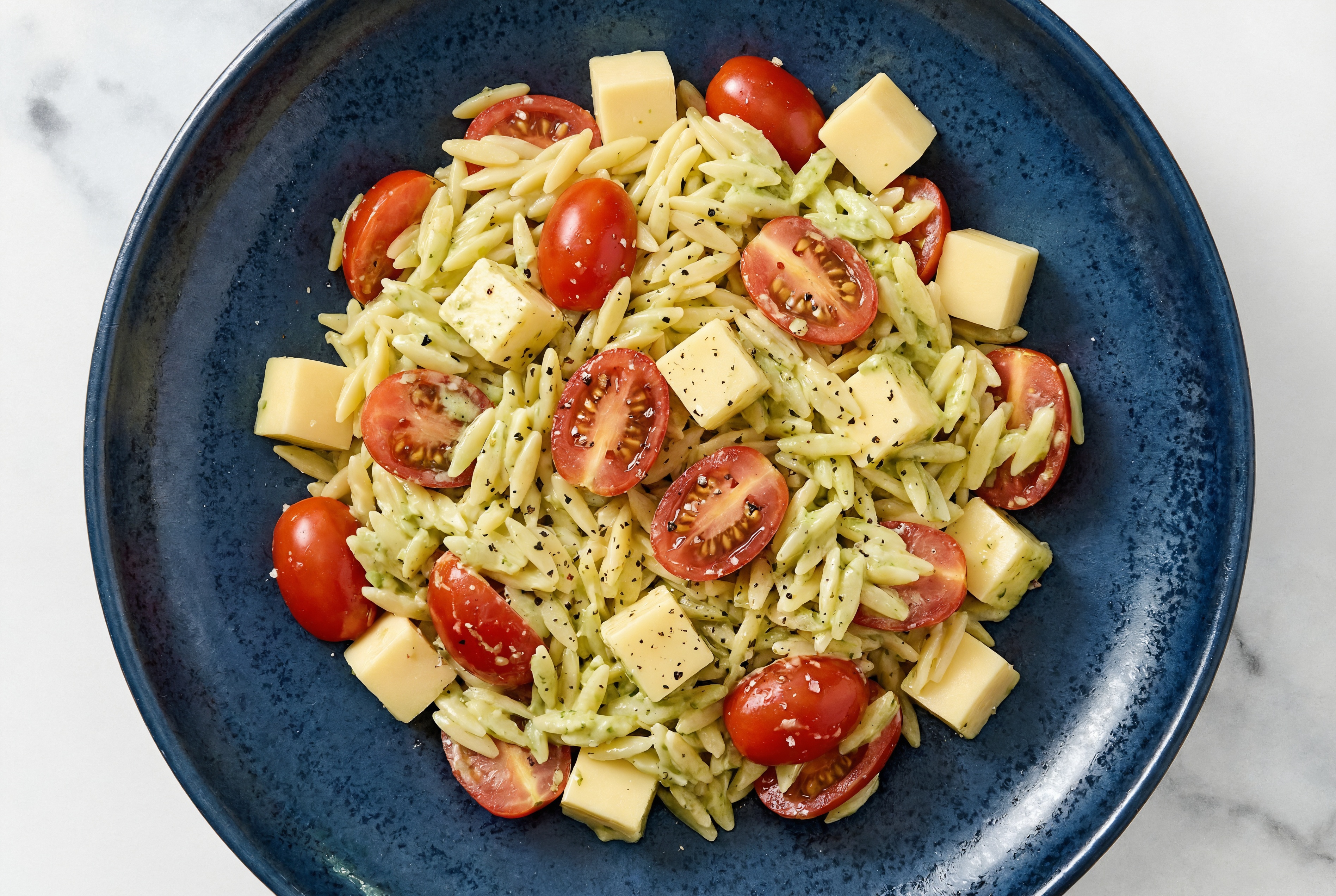 Quickest Caprese Orzo Pasta Salad with Mozzarella Bar