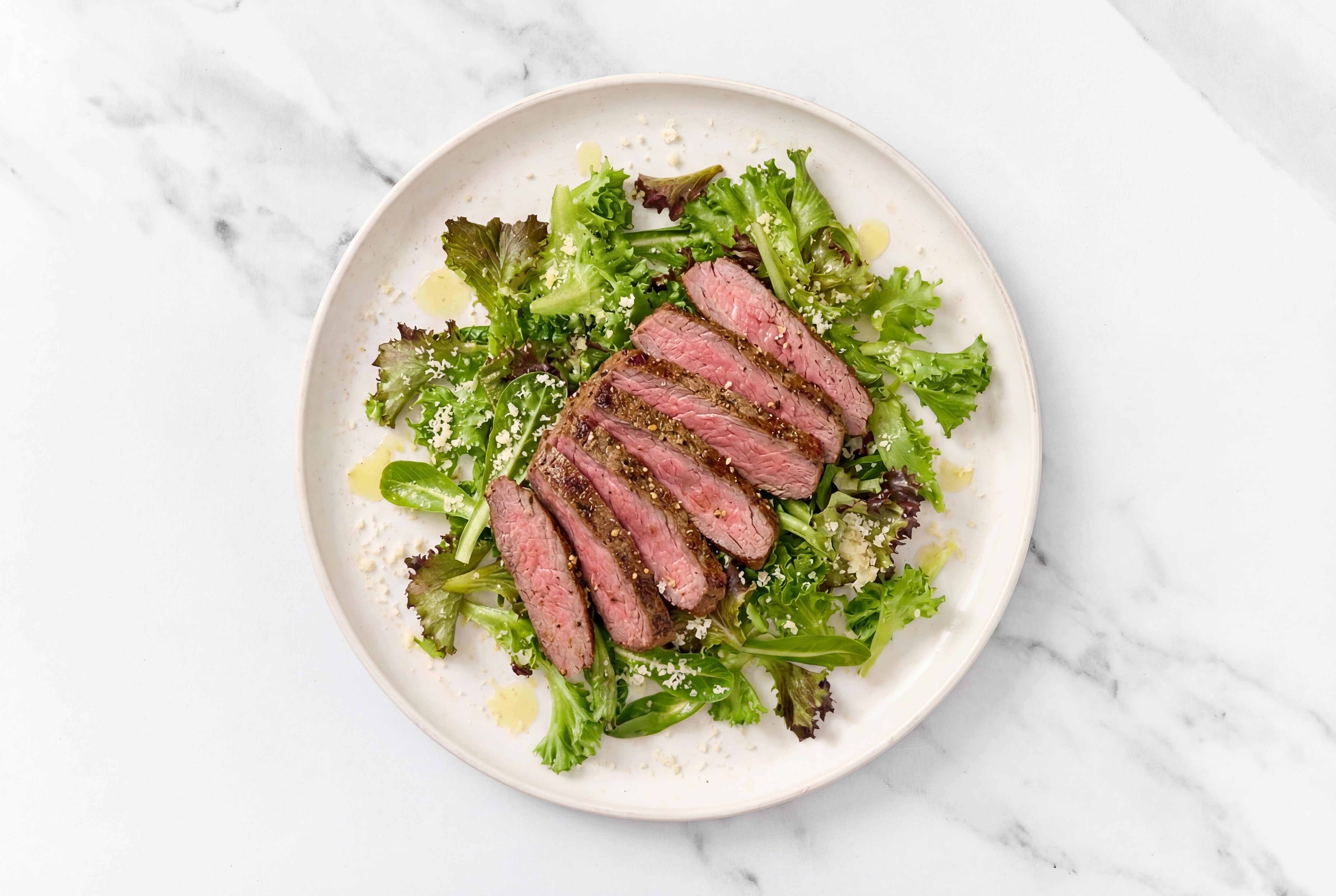Rosemary Garlic Beef Flank Steak + Spring Mix Lettuce Italiano