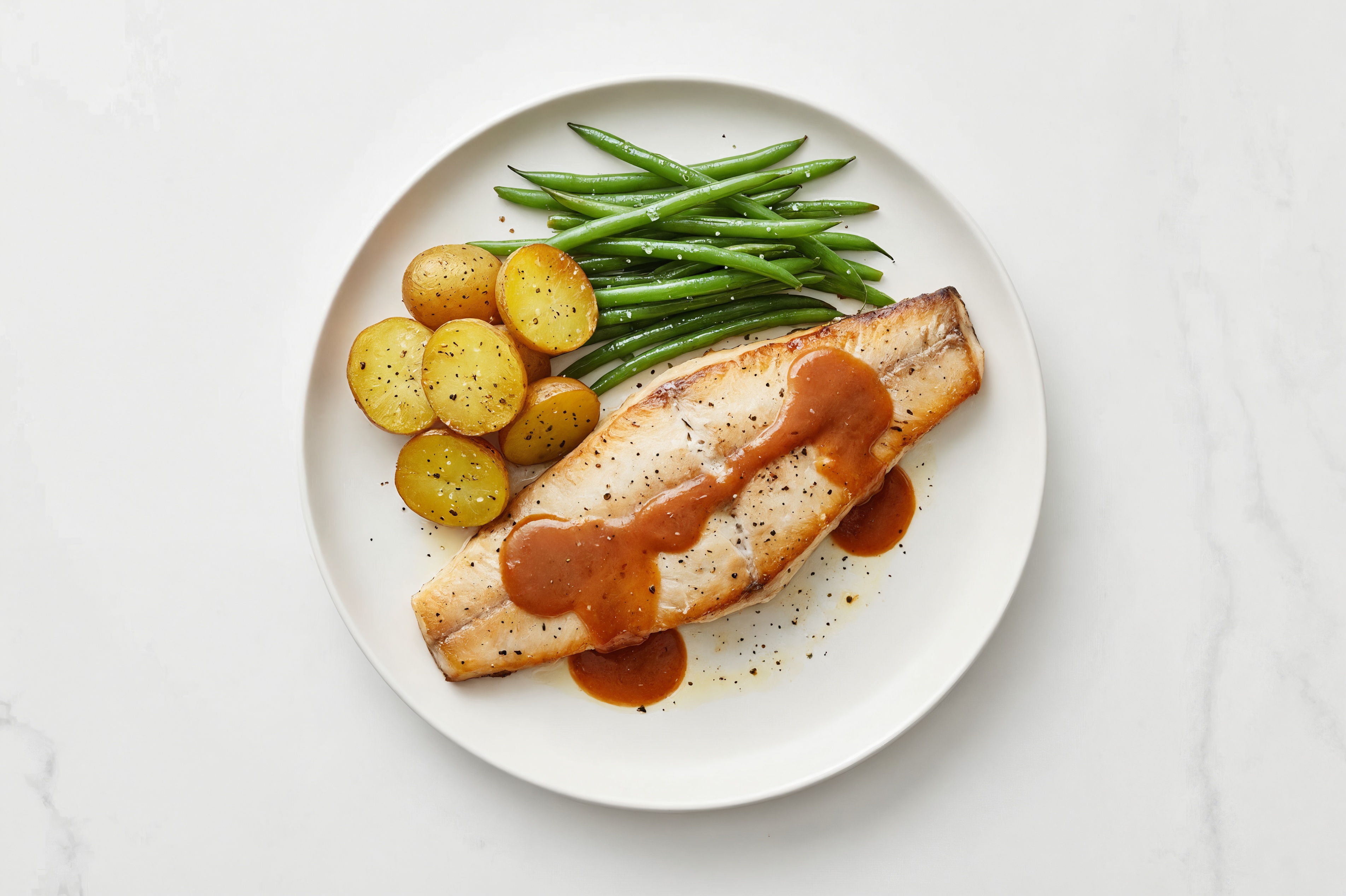 Sesame-Ginger Steelhead Trout with Organic Potatoes & Organic Green Beans
