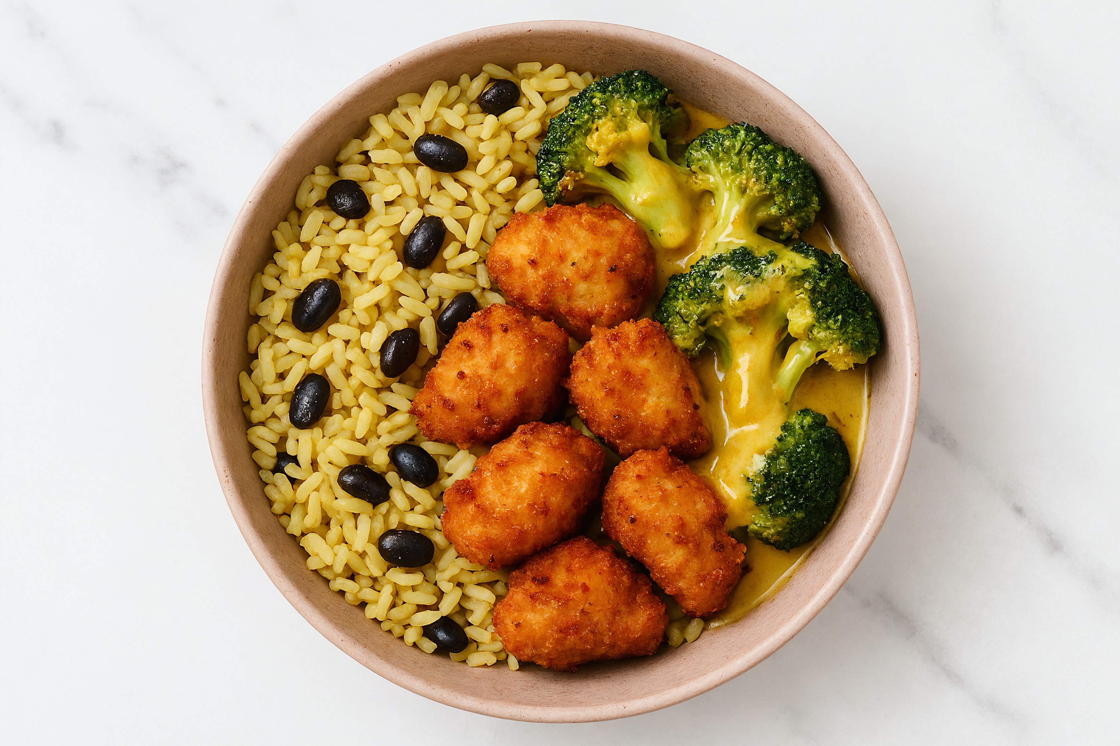 Rice with Beans Bowl with Chicken Nuggets + Organic Broccoli Florets