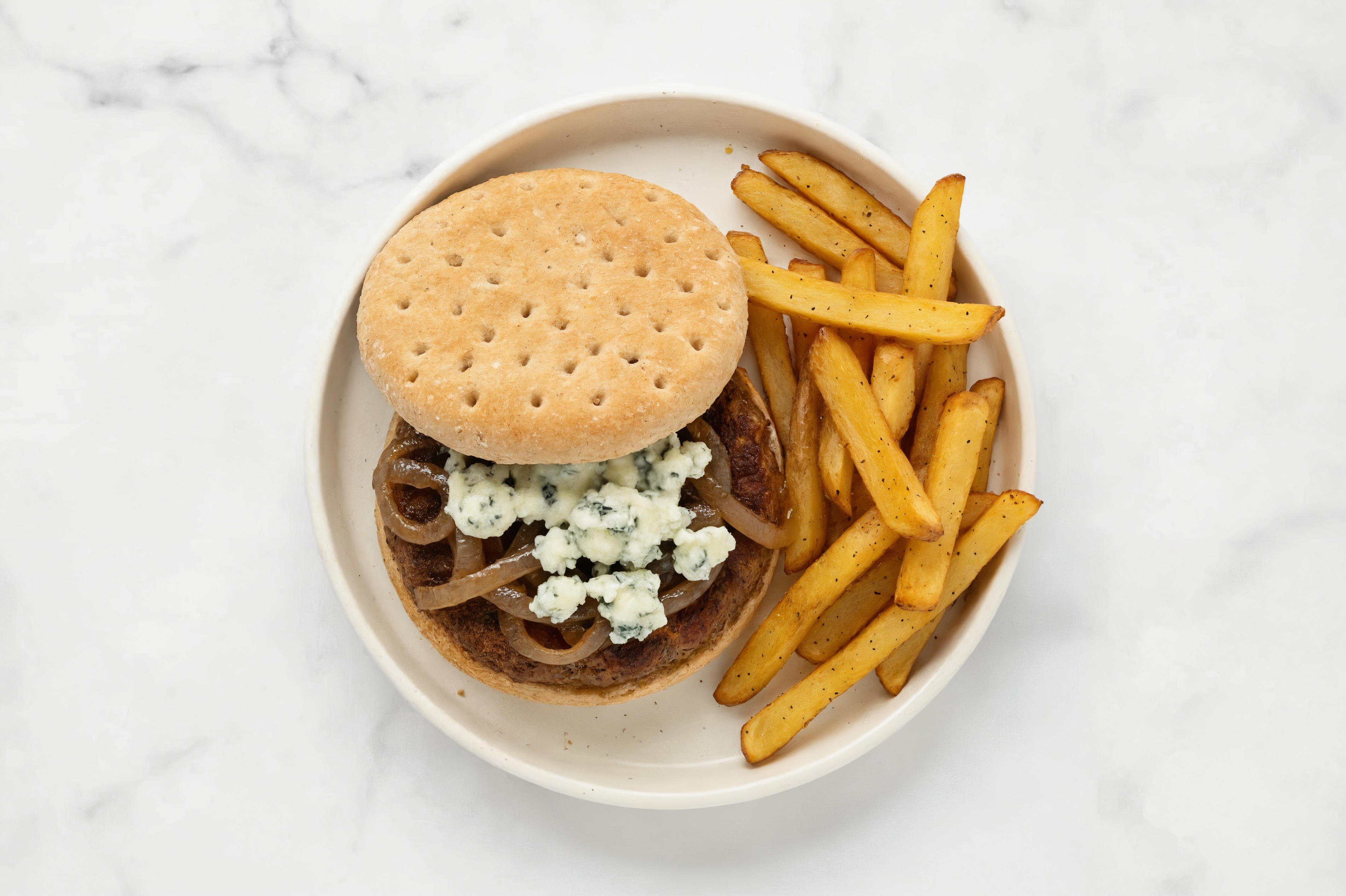 Deluxe Blue Cheese Beyond Burger + Fries