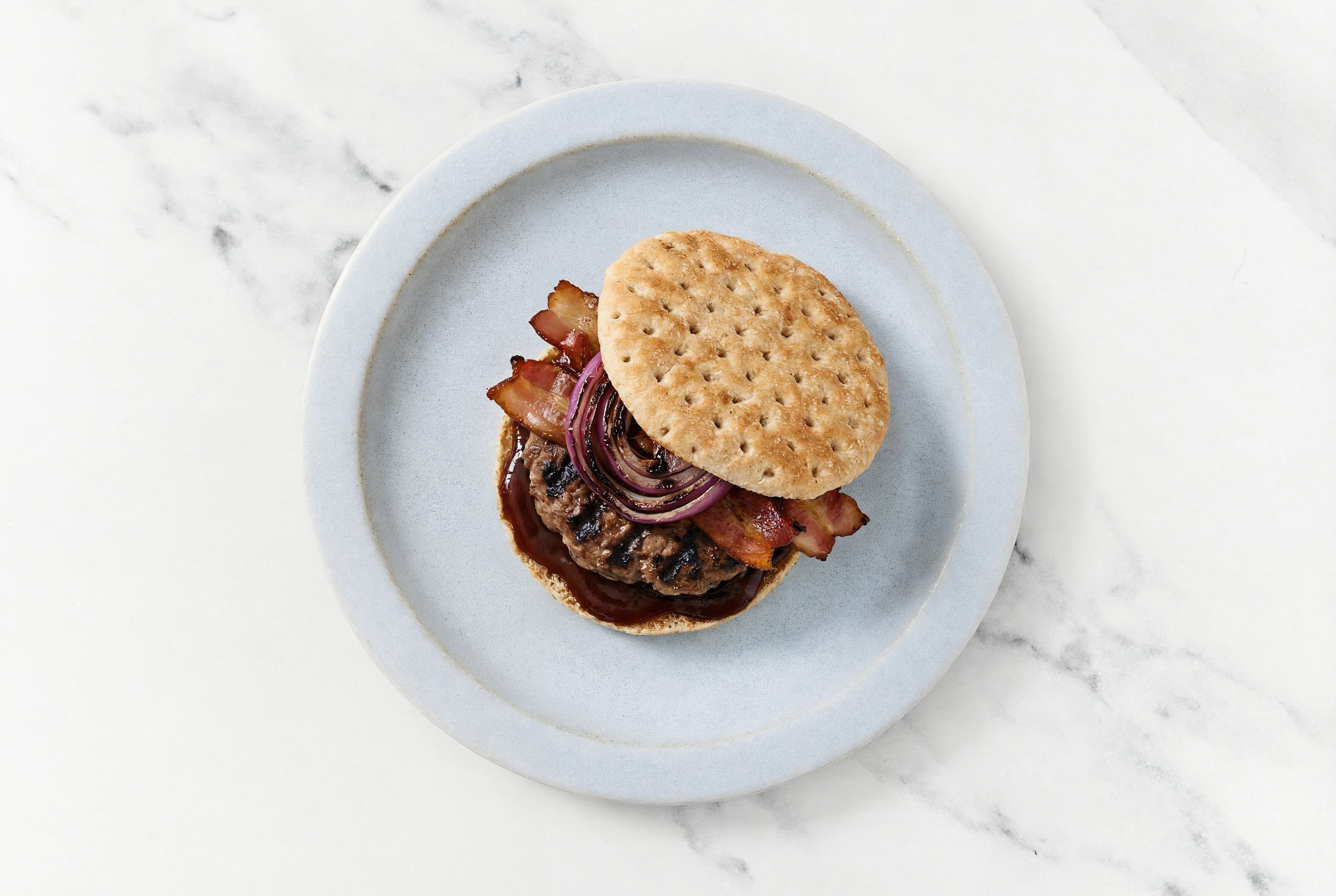  Grilled BBQ Maple Bacon Burger with Original BBQ Sauce
