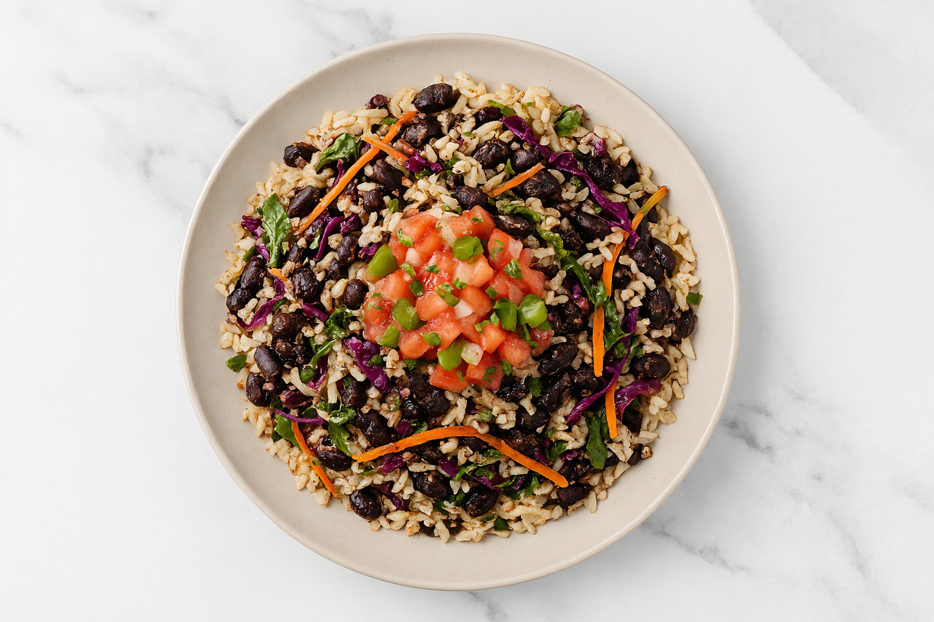 Cuban Spiced Black Beans Bean + Rainbow Veggie Long Grain White Rice Bowl