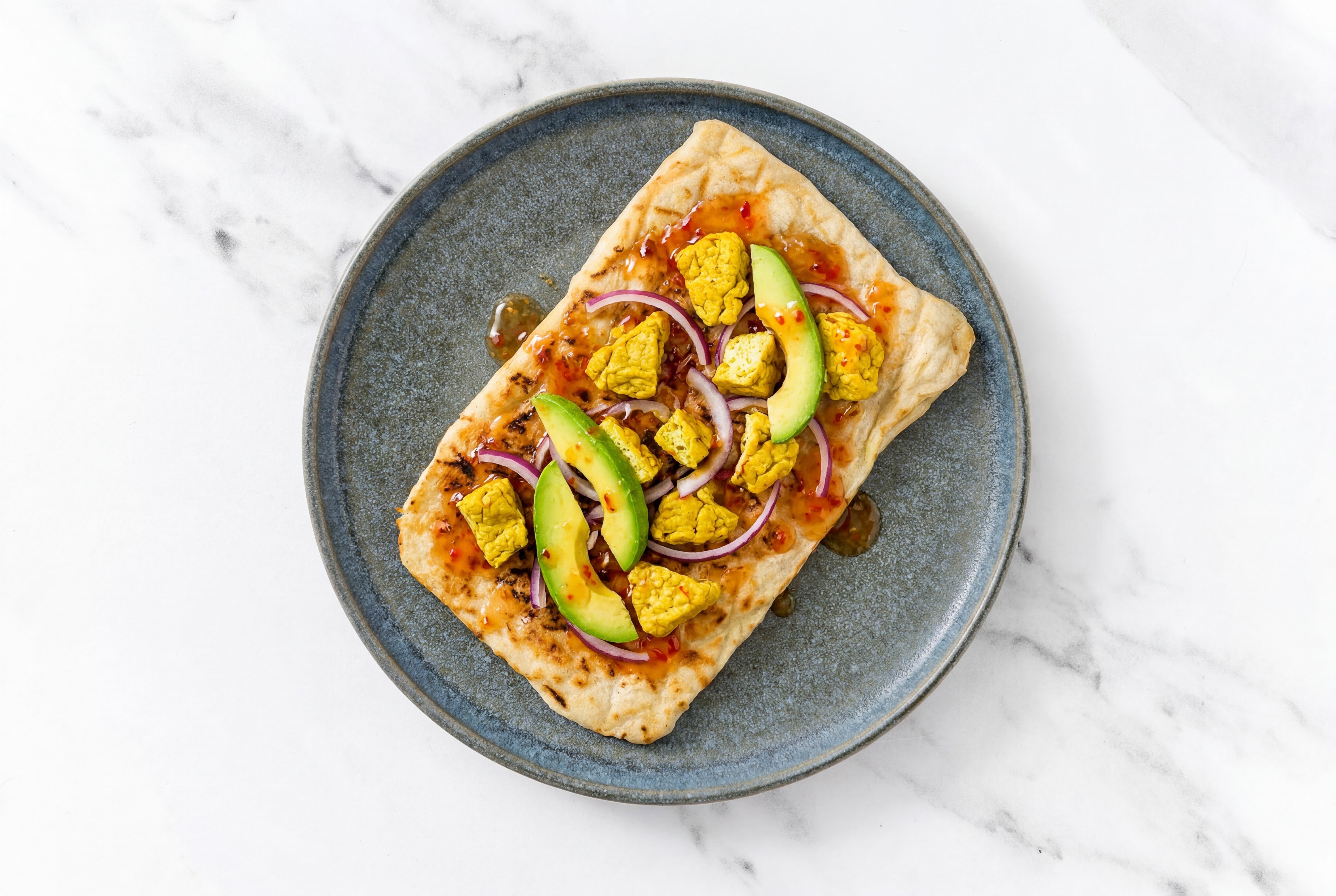 Sweet Chili Lime Tofu Pizza with Avocado