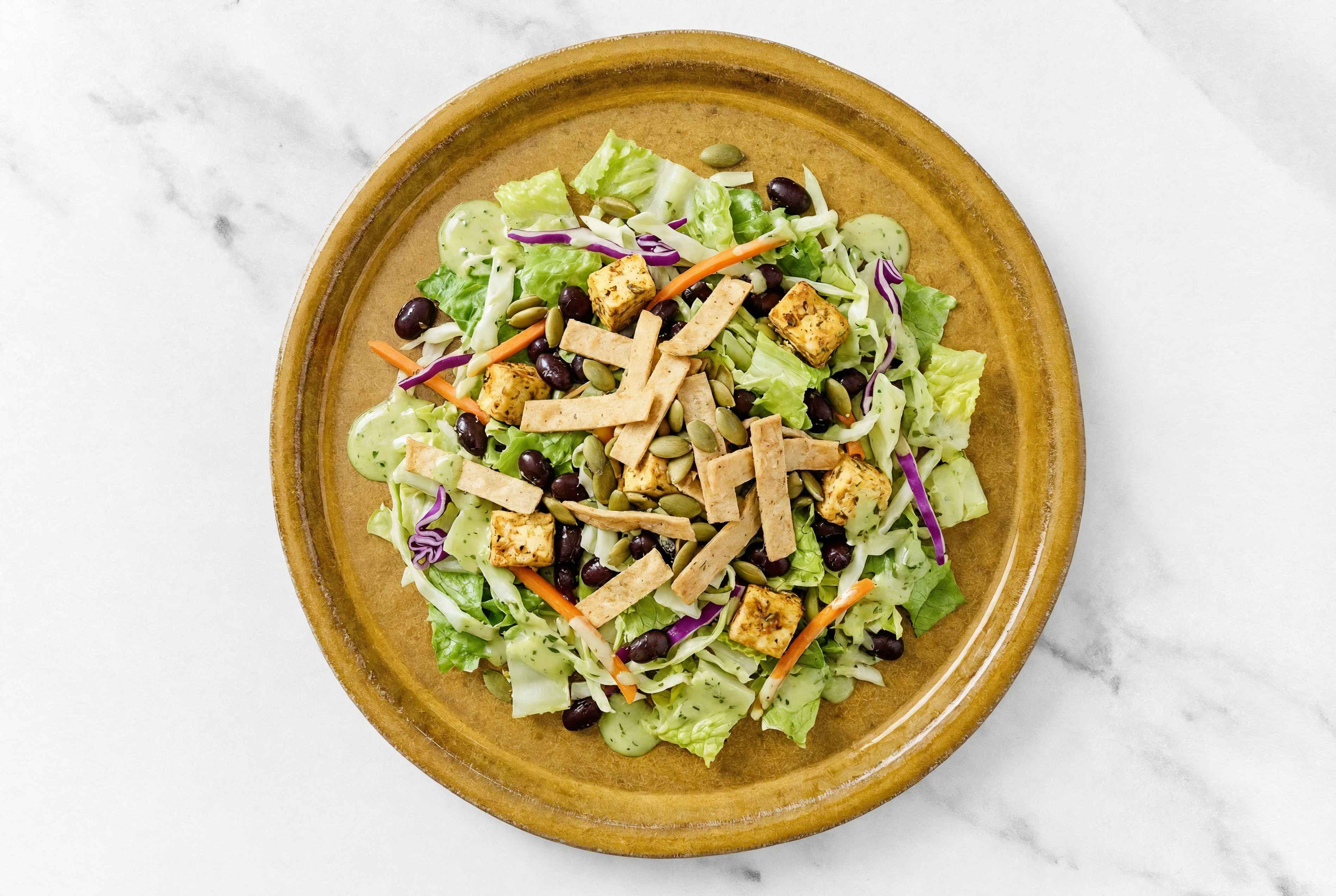 Tofu + Black Bean Green Goddess Salad