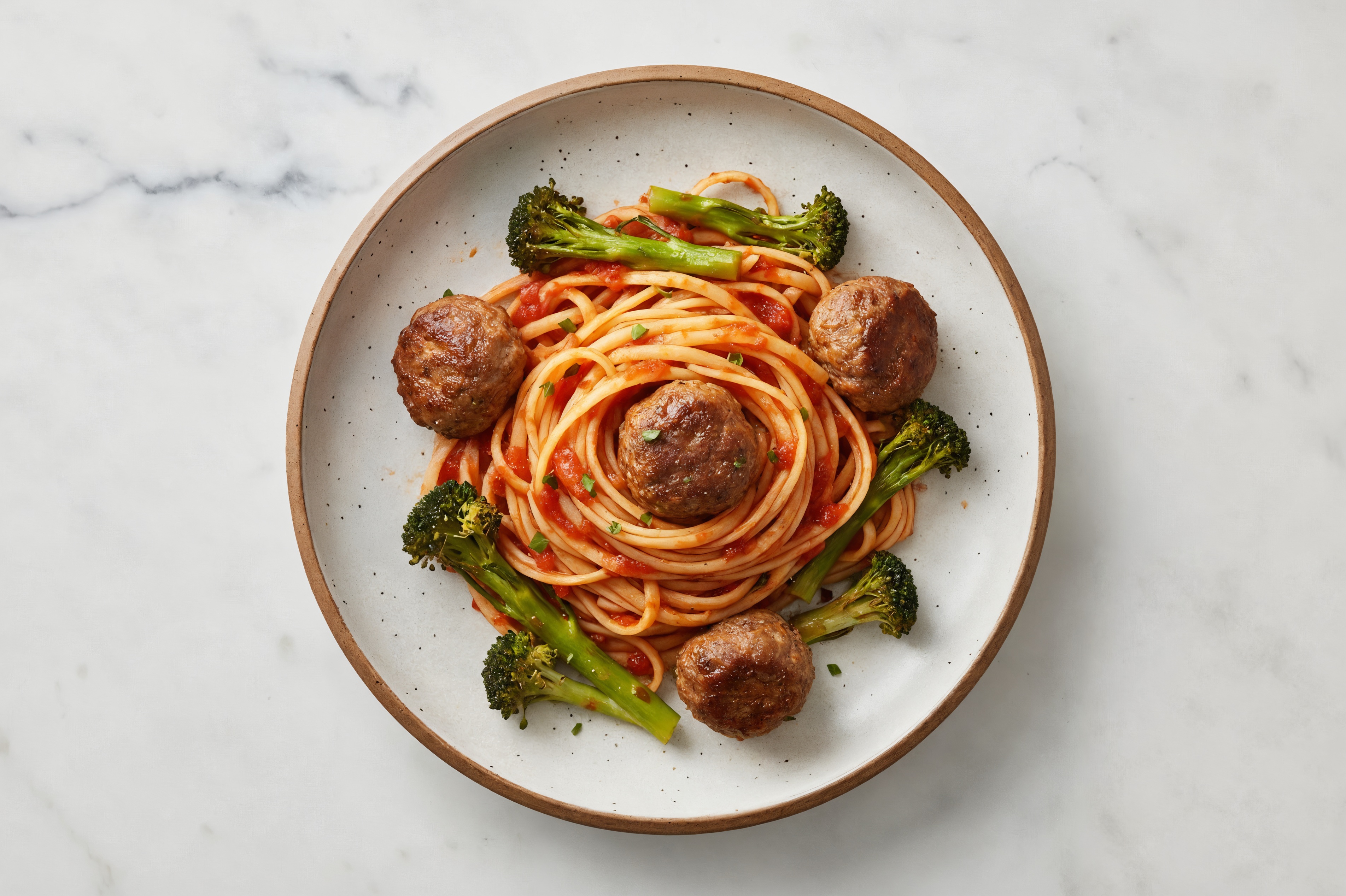 Marinara Meatball Linguine with Baby Broccoli