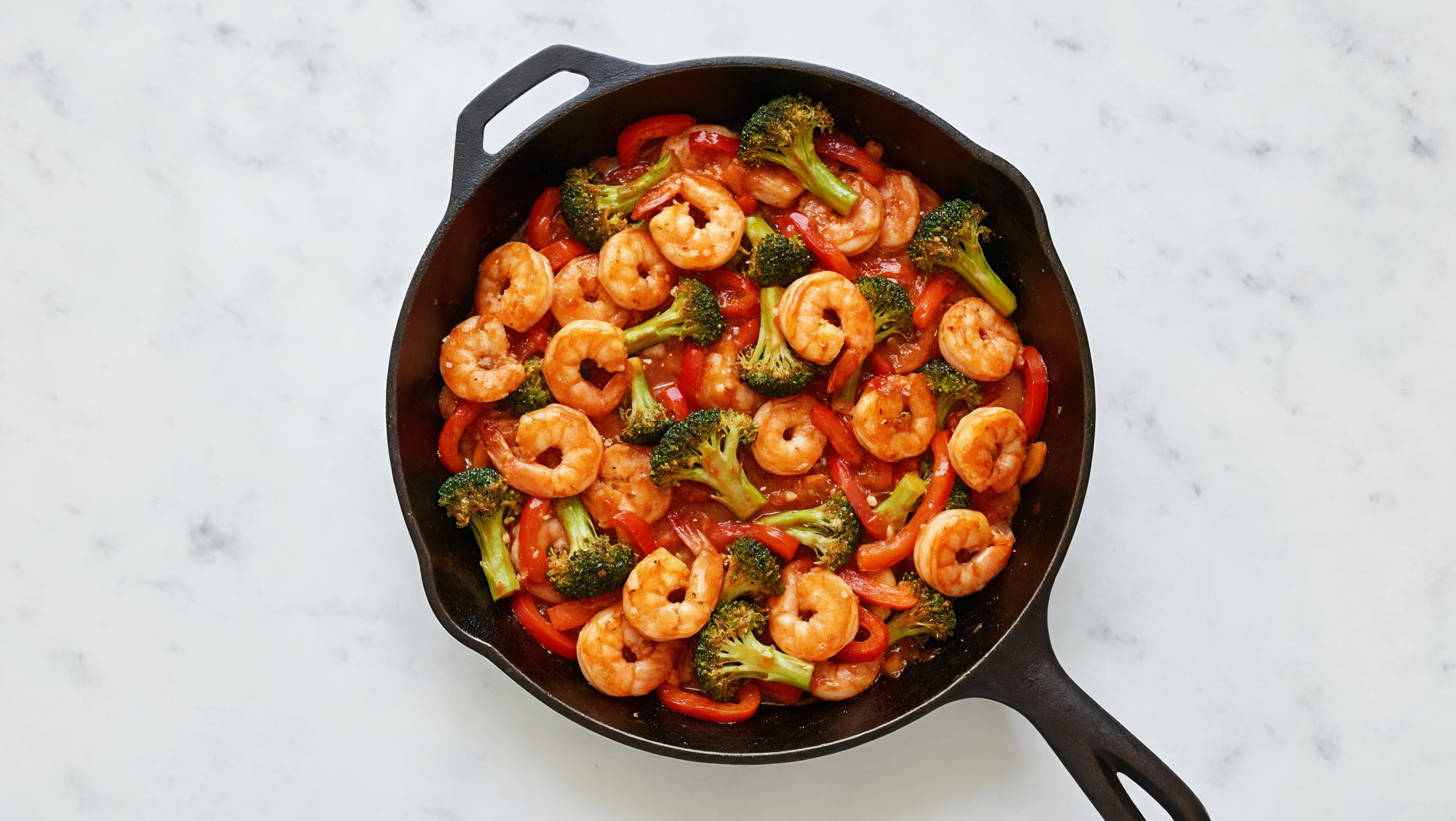 Herby Bang Shrimp with Organic Broccoli Sauté with Red Bell Pepper