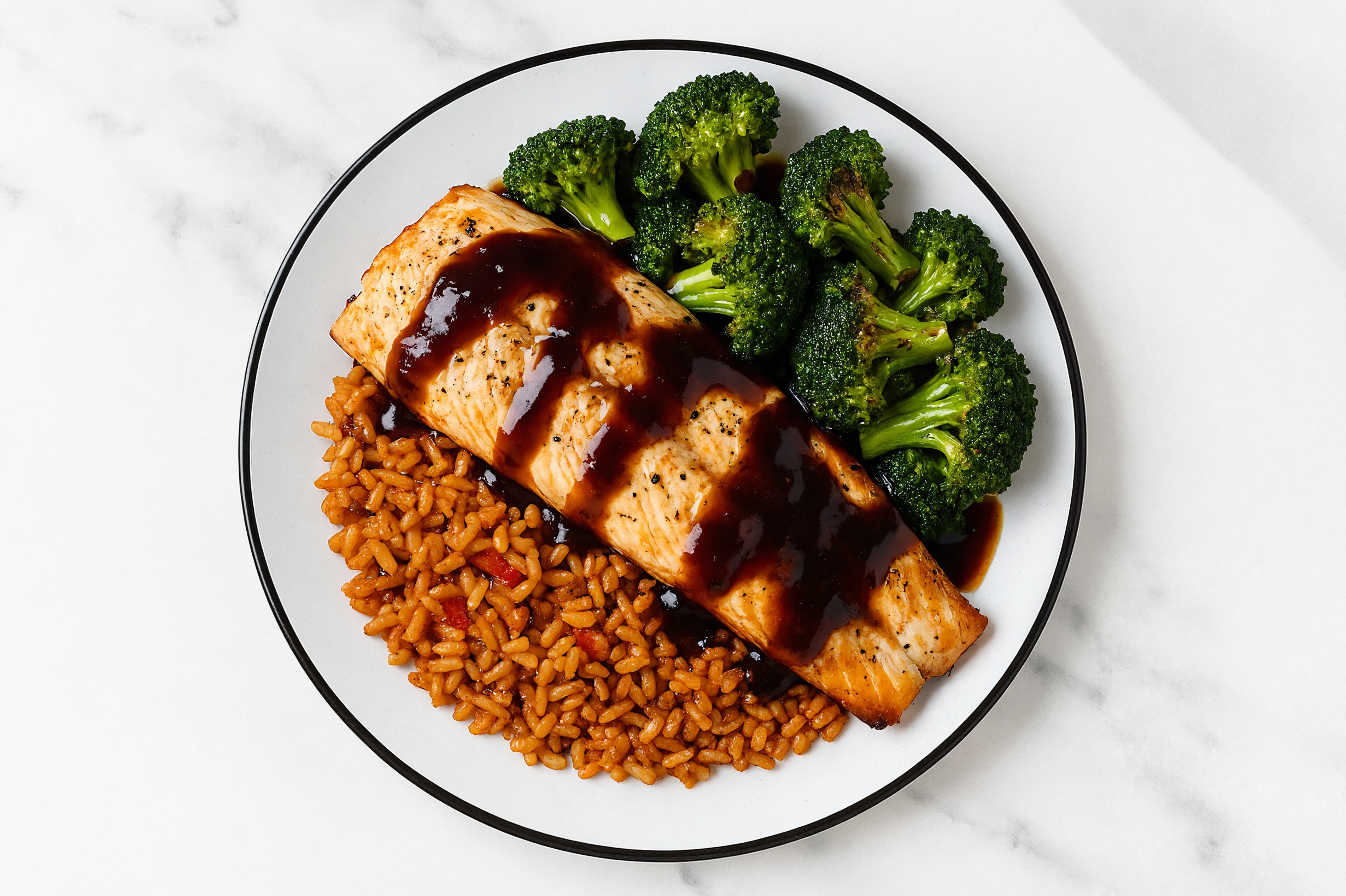 Japanese BBQ Trout + Brown Rice Bowl with Broccoli