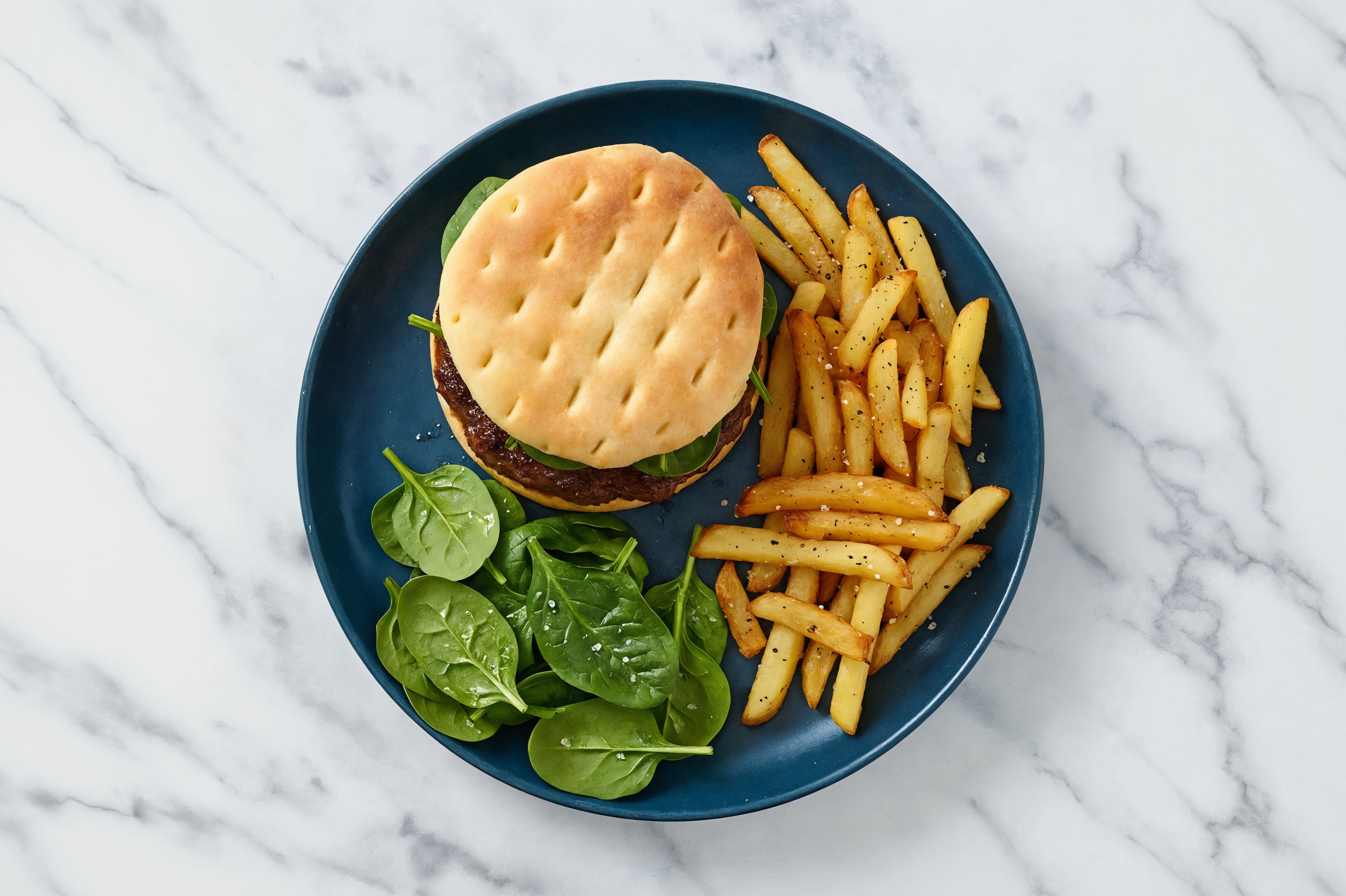 Loaded Burger with Russet Microwave-Ready Potato Fries