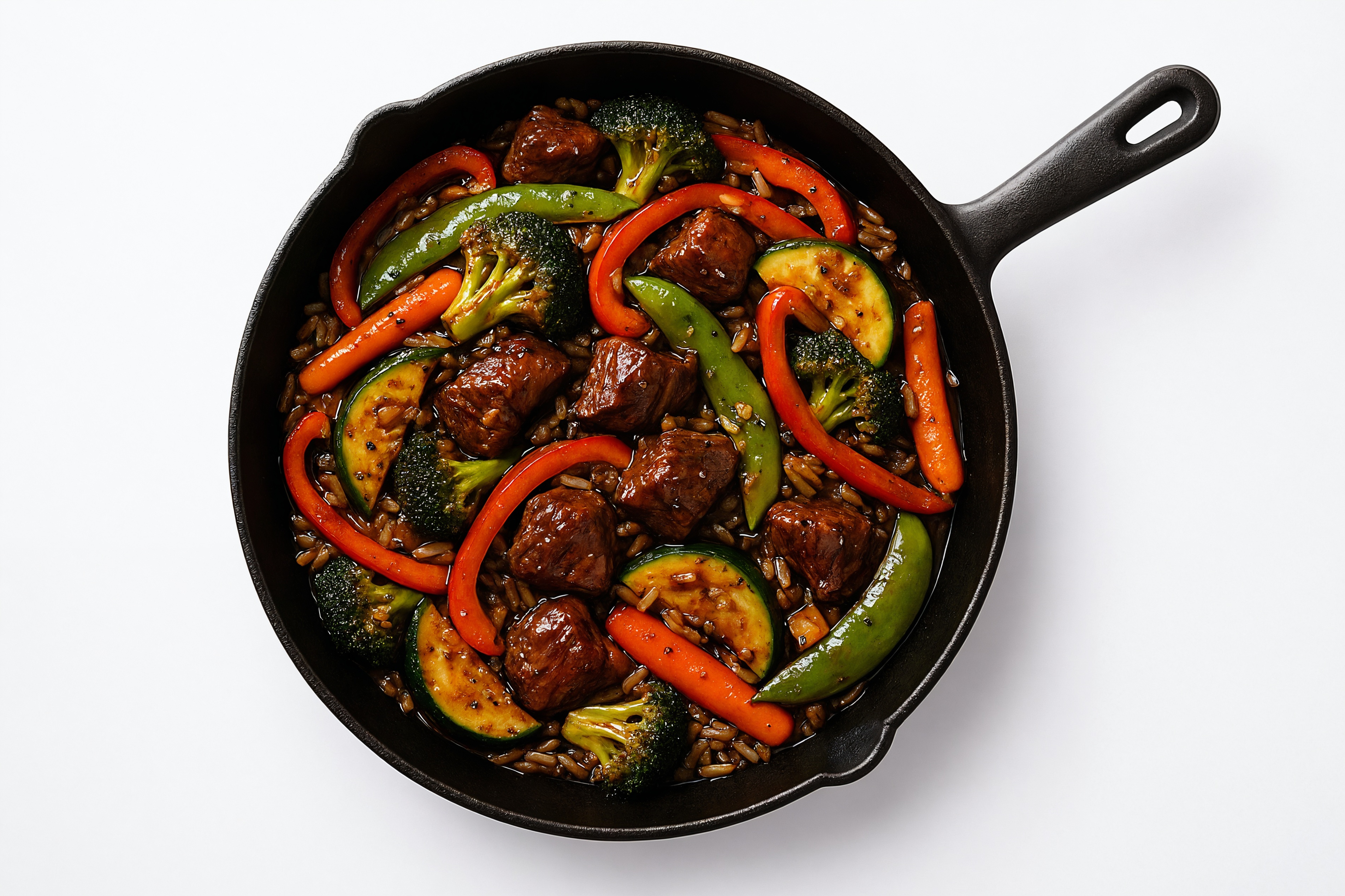 Japanese Bbq Veggie + Lamb Stir-Fry with Long Grain White Rice