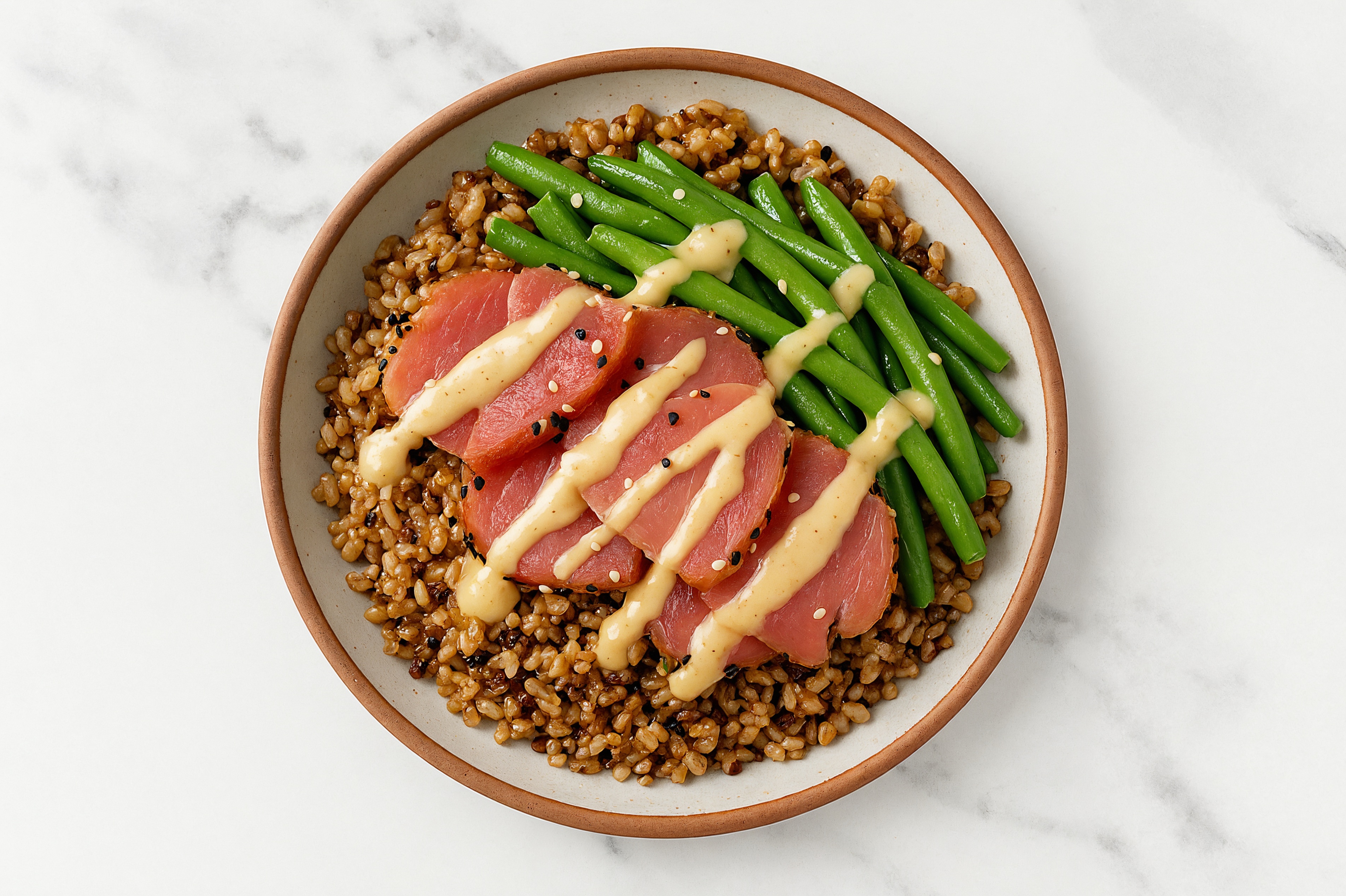Tuna Seven Grain Bowl with Miso & Trimmed Green Beans