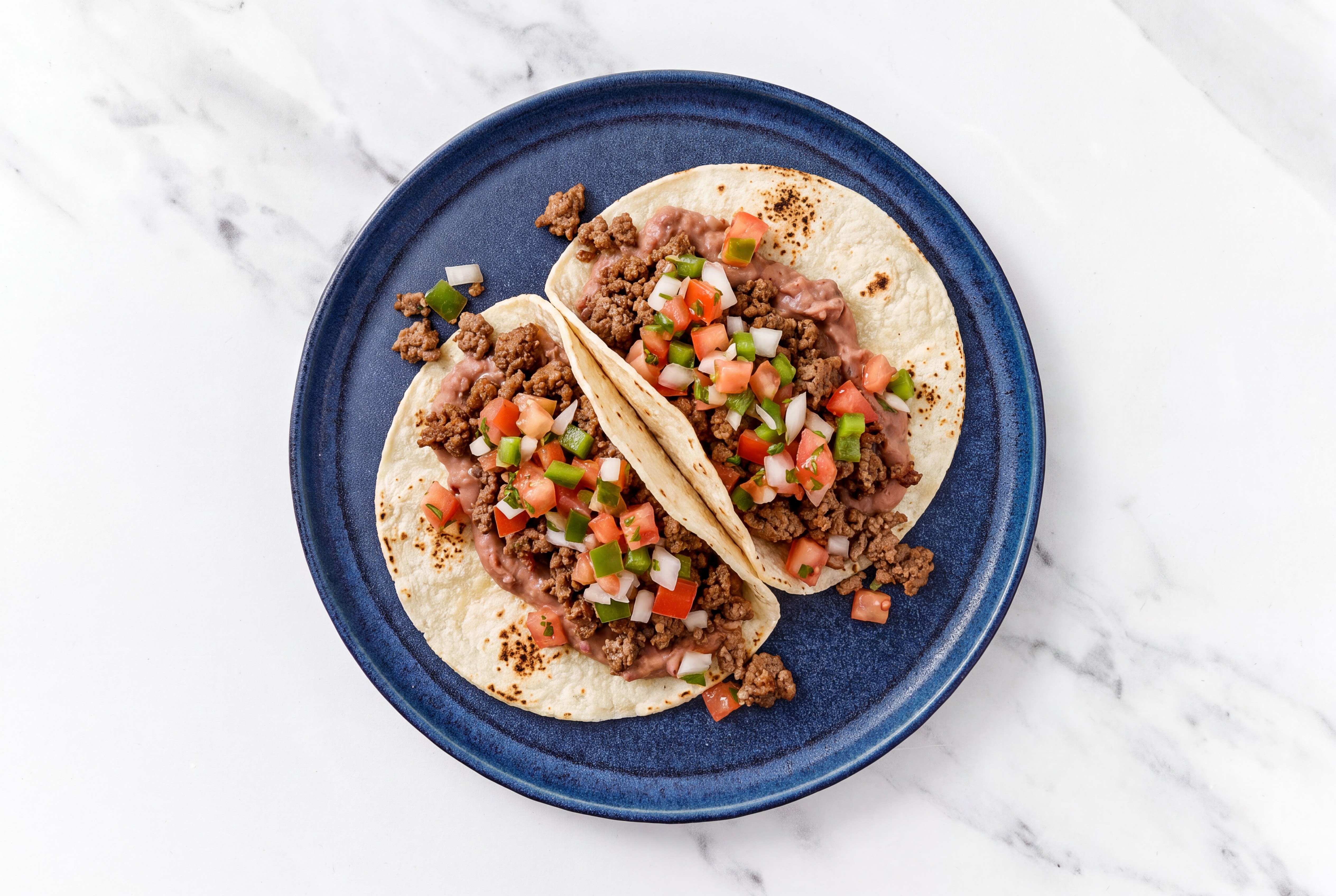 Hearty Ground 93/7 Lean Beef Tacos with Fresh Salsa & Refried Red Beans