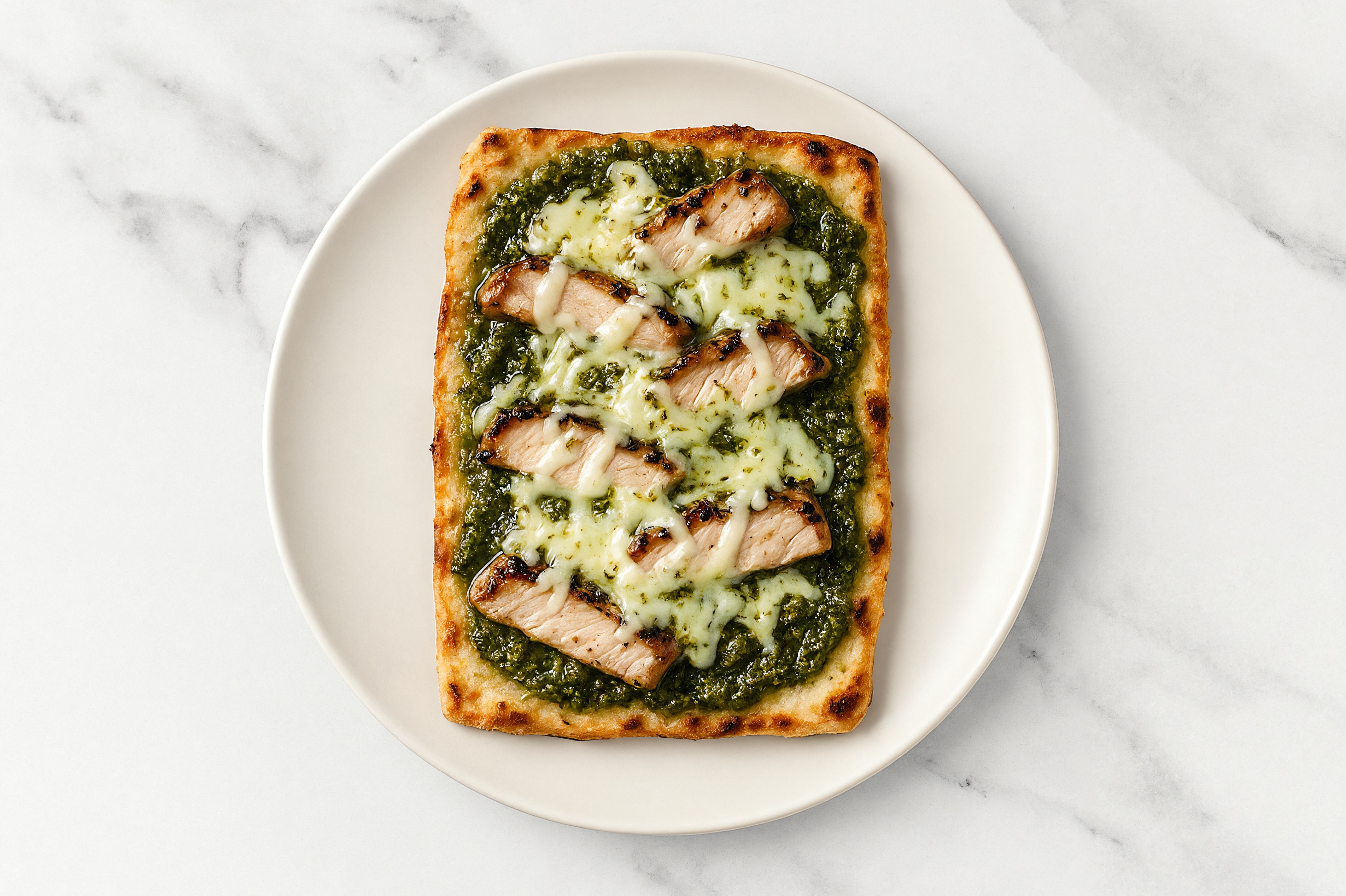 Pesto Pork Pizza with Vegan Mozzarella Shreds
