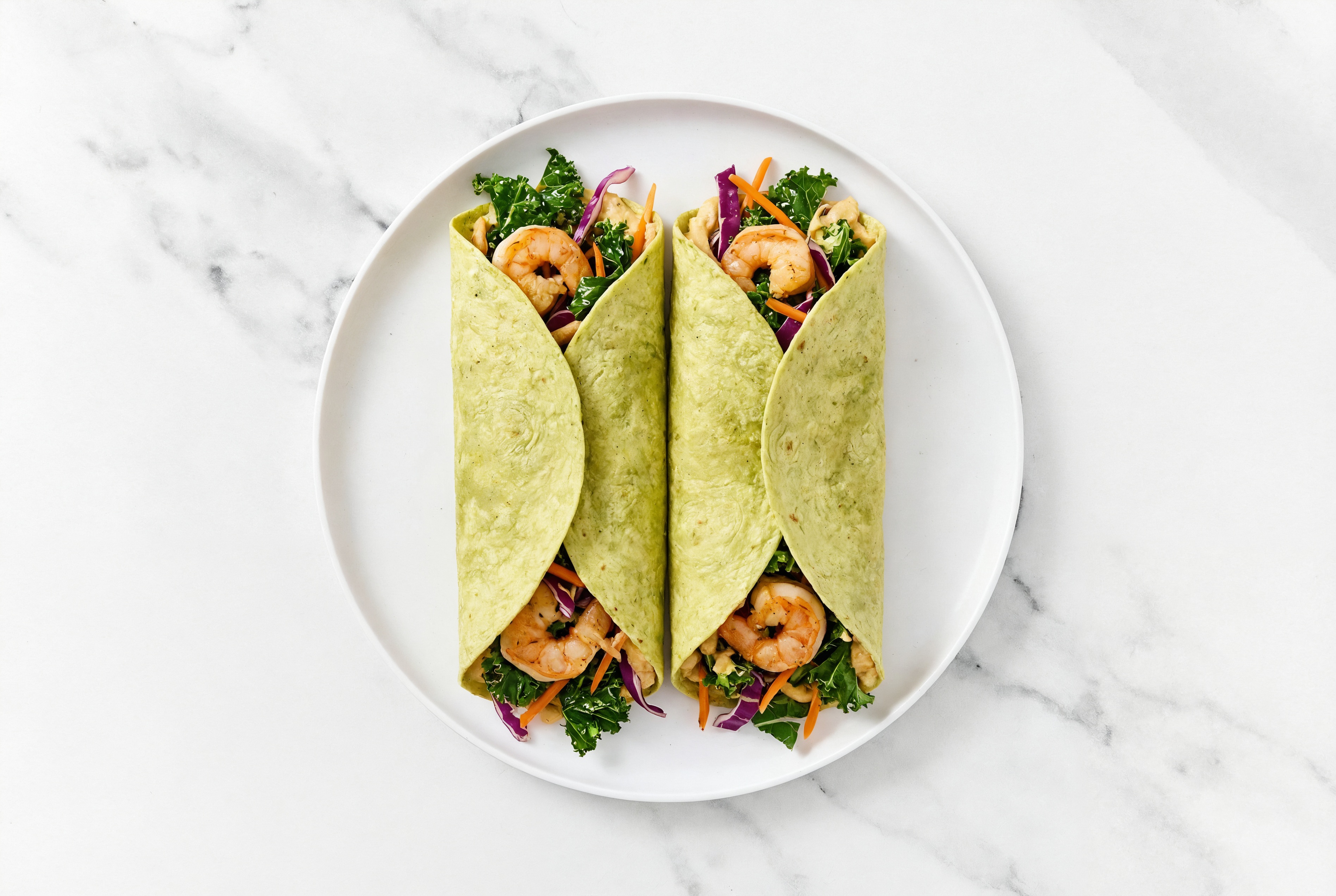 Savory Medium Cooked Shrimp + Rainbow Veggie Wrap