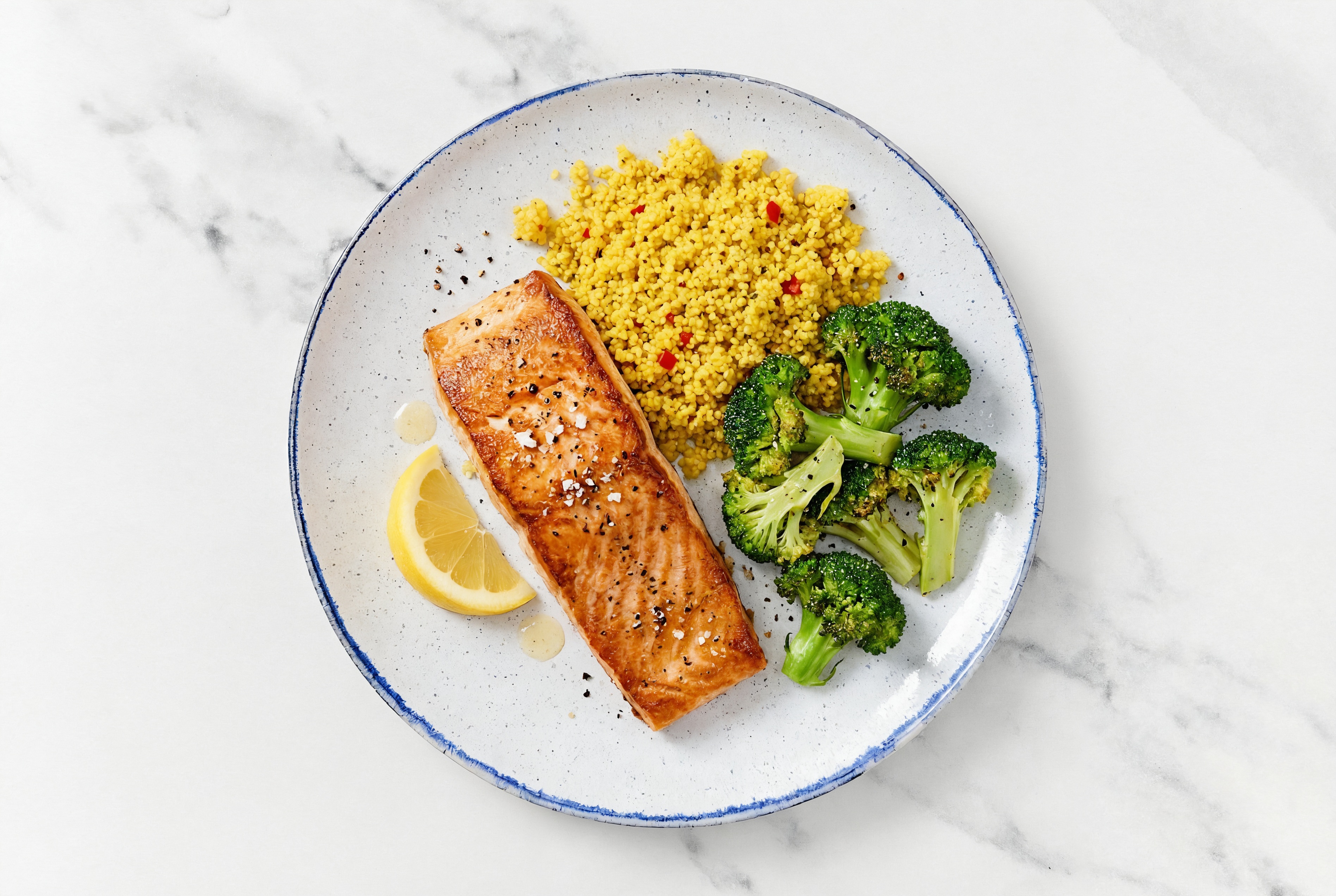 Lemony Salmon + Broccoli Bunches Couscous
