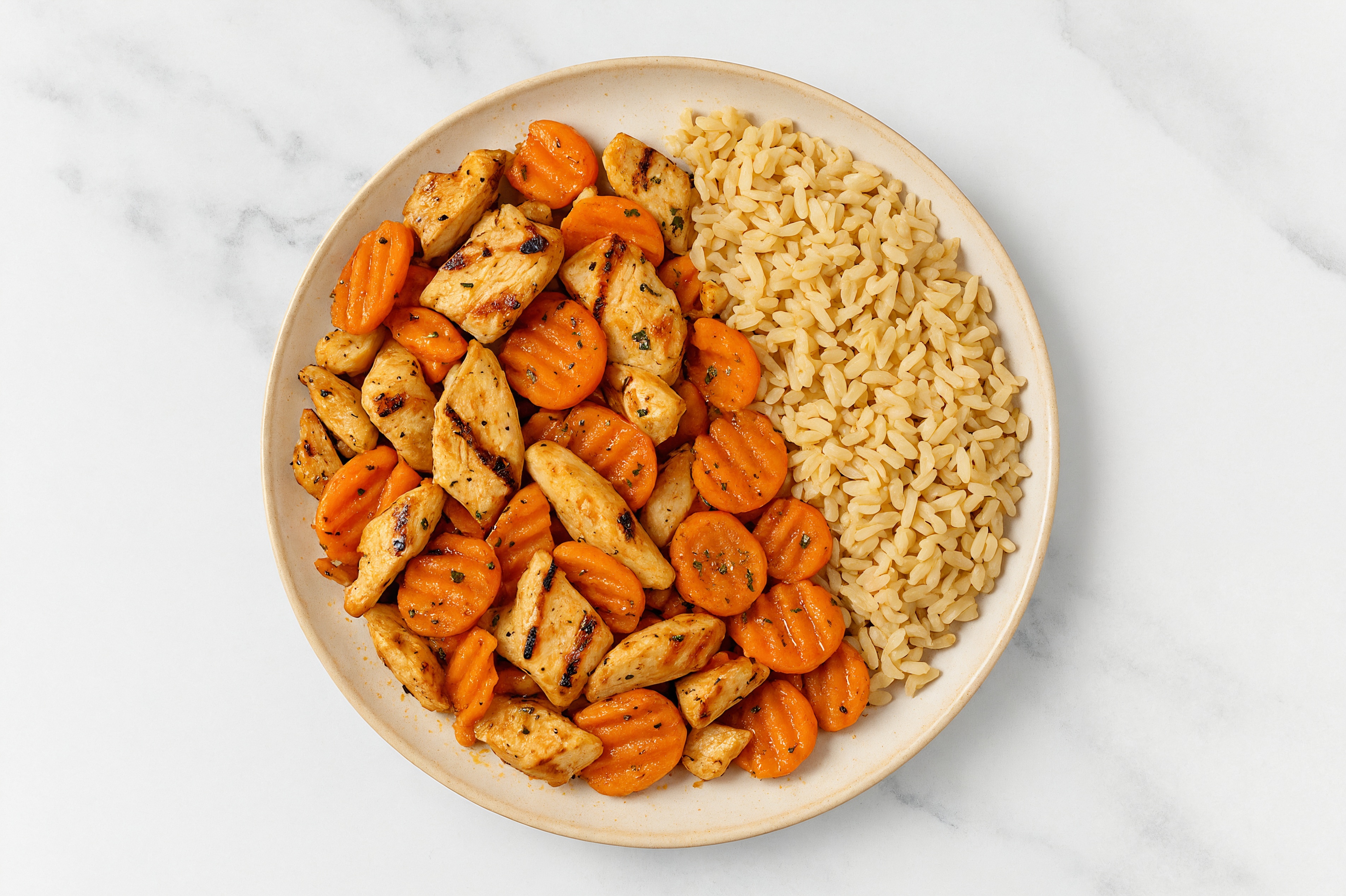 Chicken Carrot "Sizzler" Garlic Herb Brown Rice Bowl