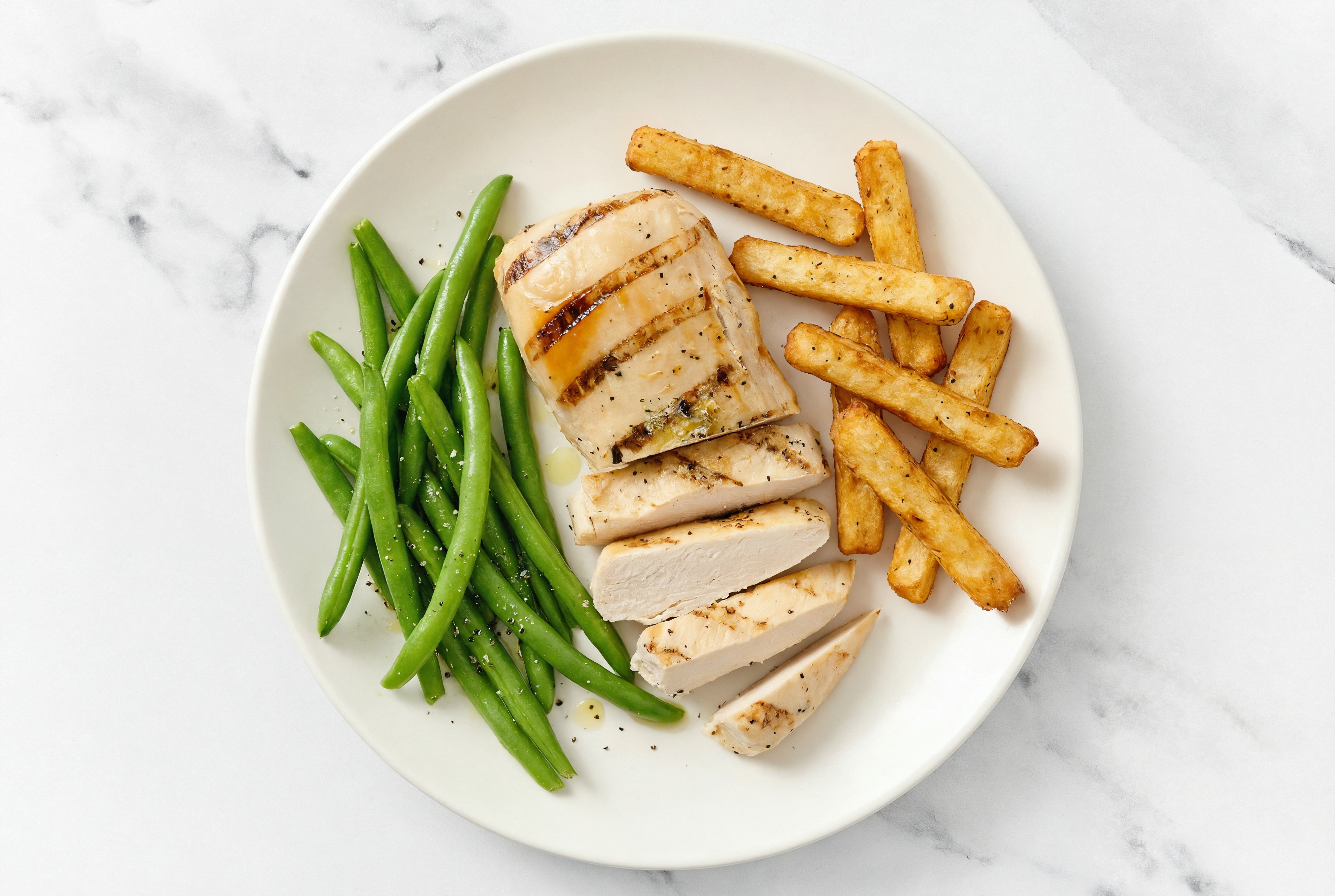 Seasoned Grilled Chicken Breast + Beans with Veggie Super Fries