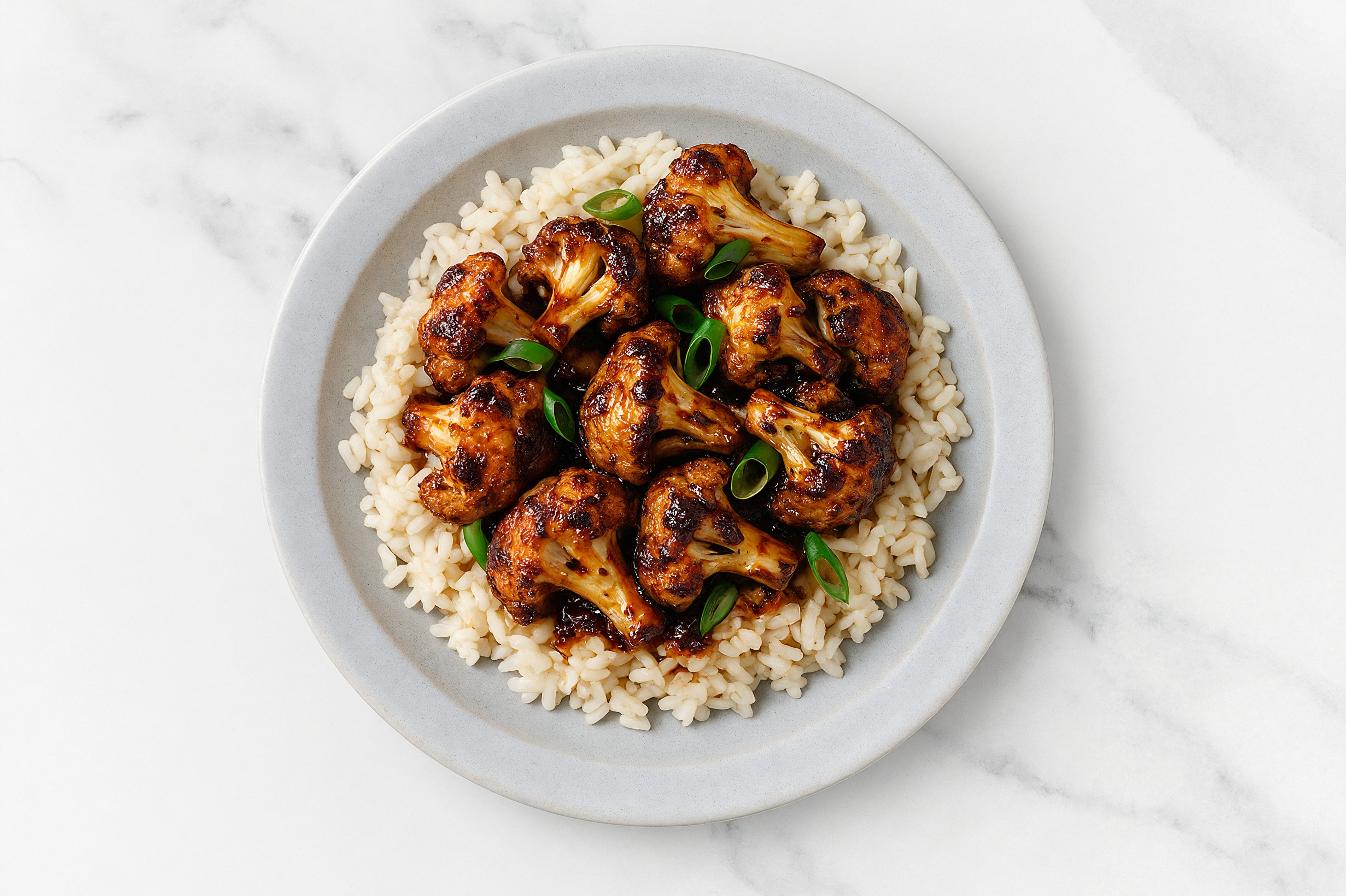 Air Fryer Japanese BBQ Glazed Cauliflower + Long Grain White Rice