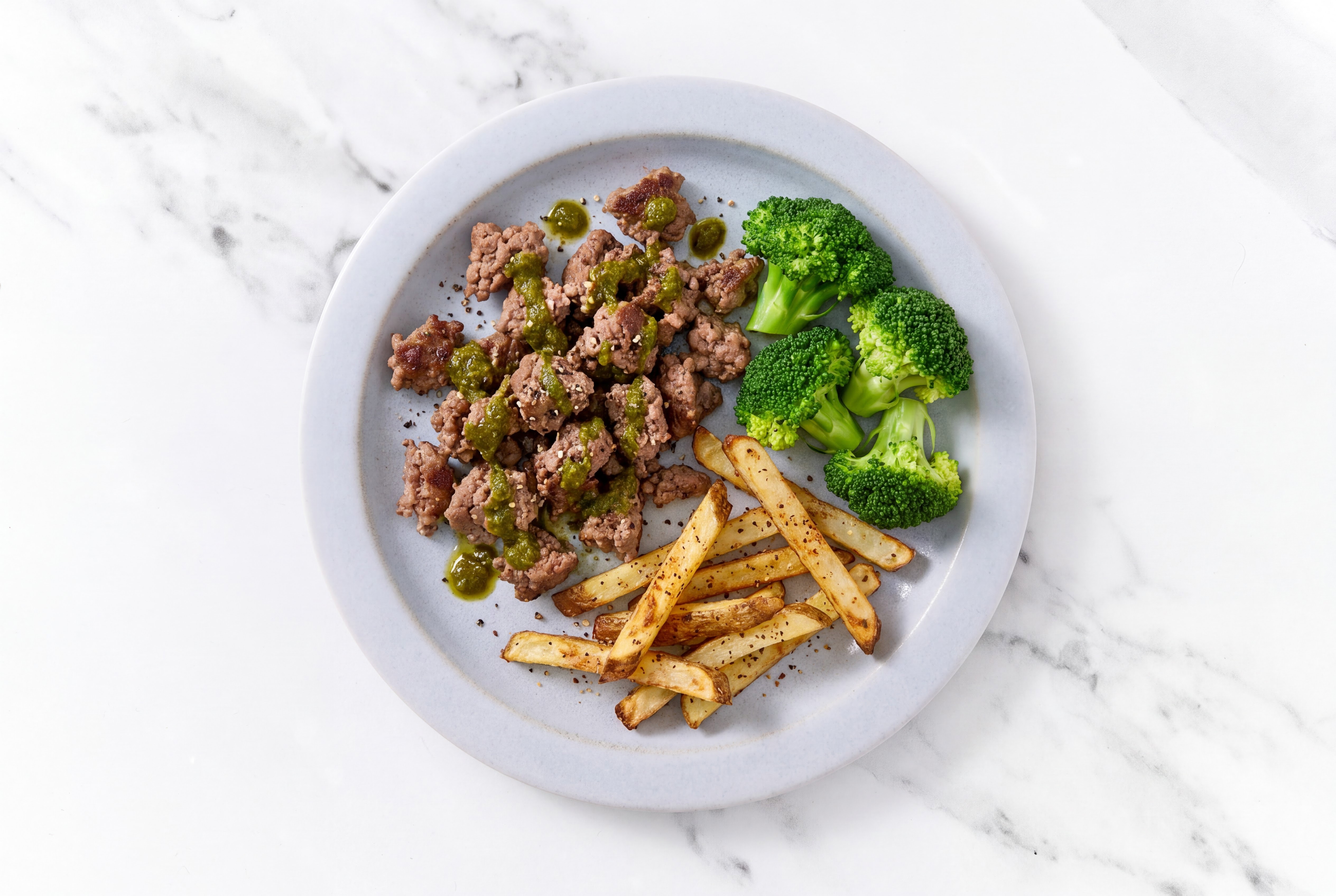 Beef Bowl, Russet Potato, Broccoli, Classic Zhoug
