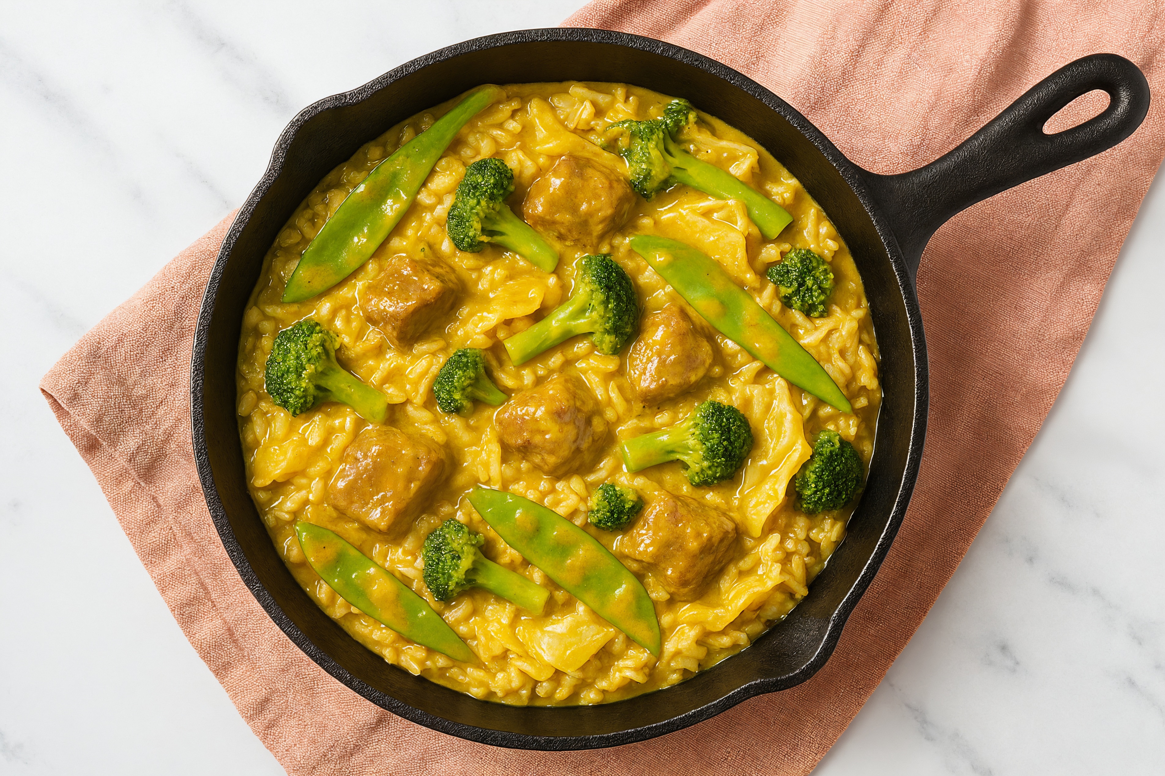 Curry Bok Choy + Bison Stir-Fry with Long Grain White Rice