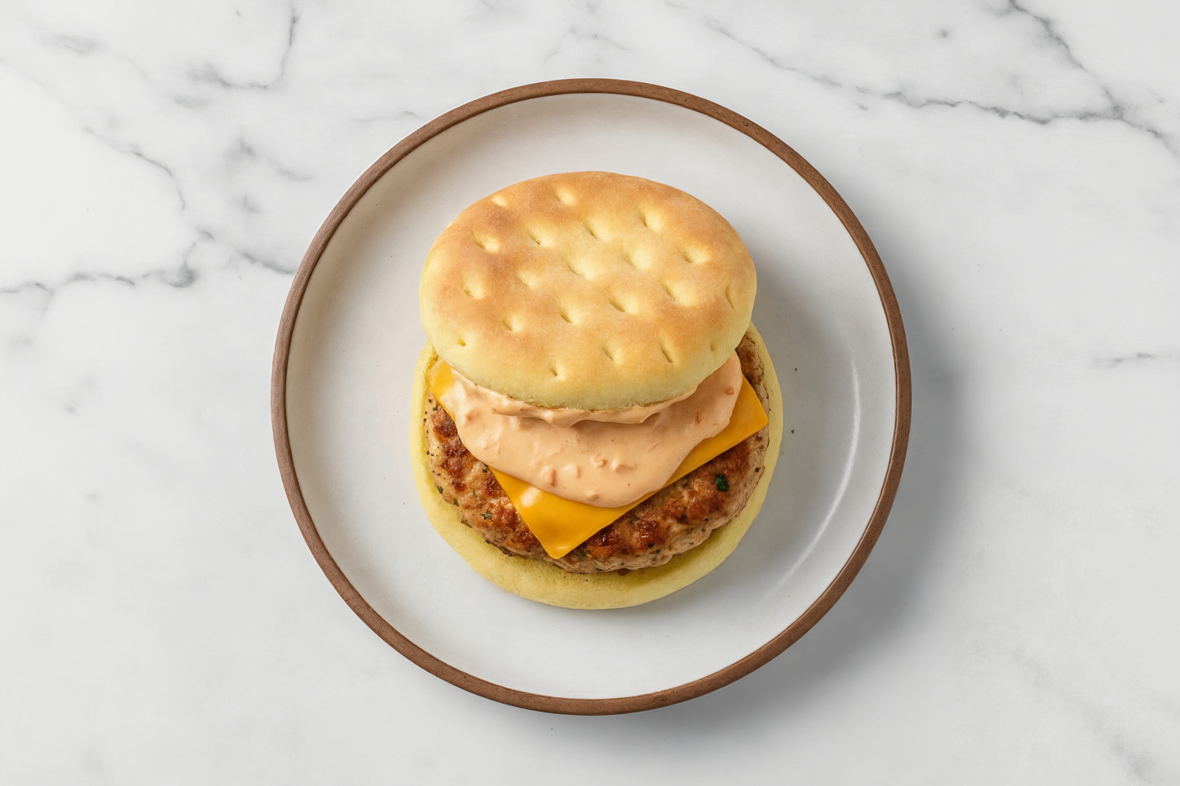 Herby Fajita Chicken Cheeseburger with Thousand Island