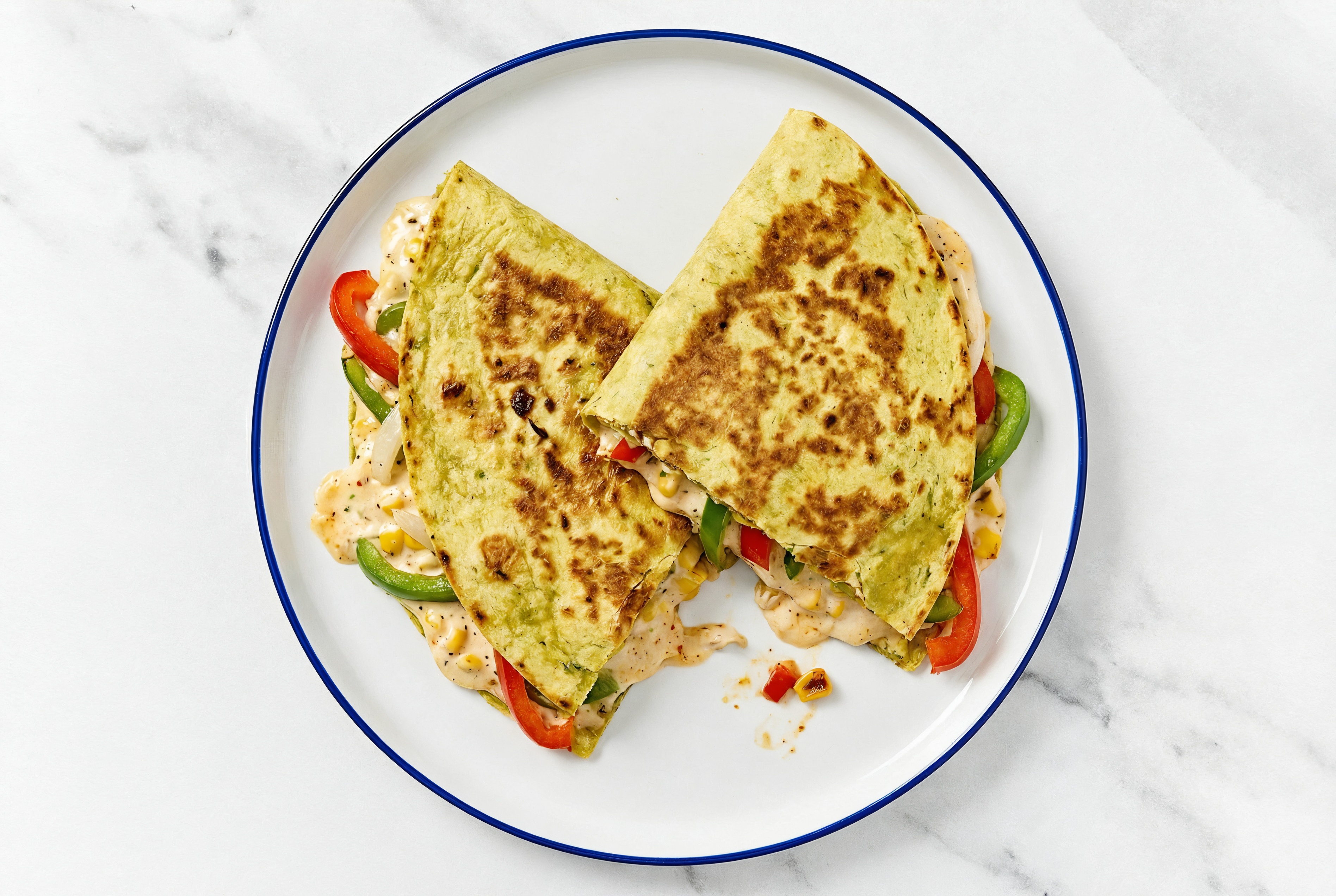 Street Corn Quesadilla with Peppers & Onions