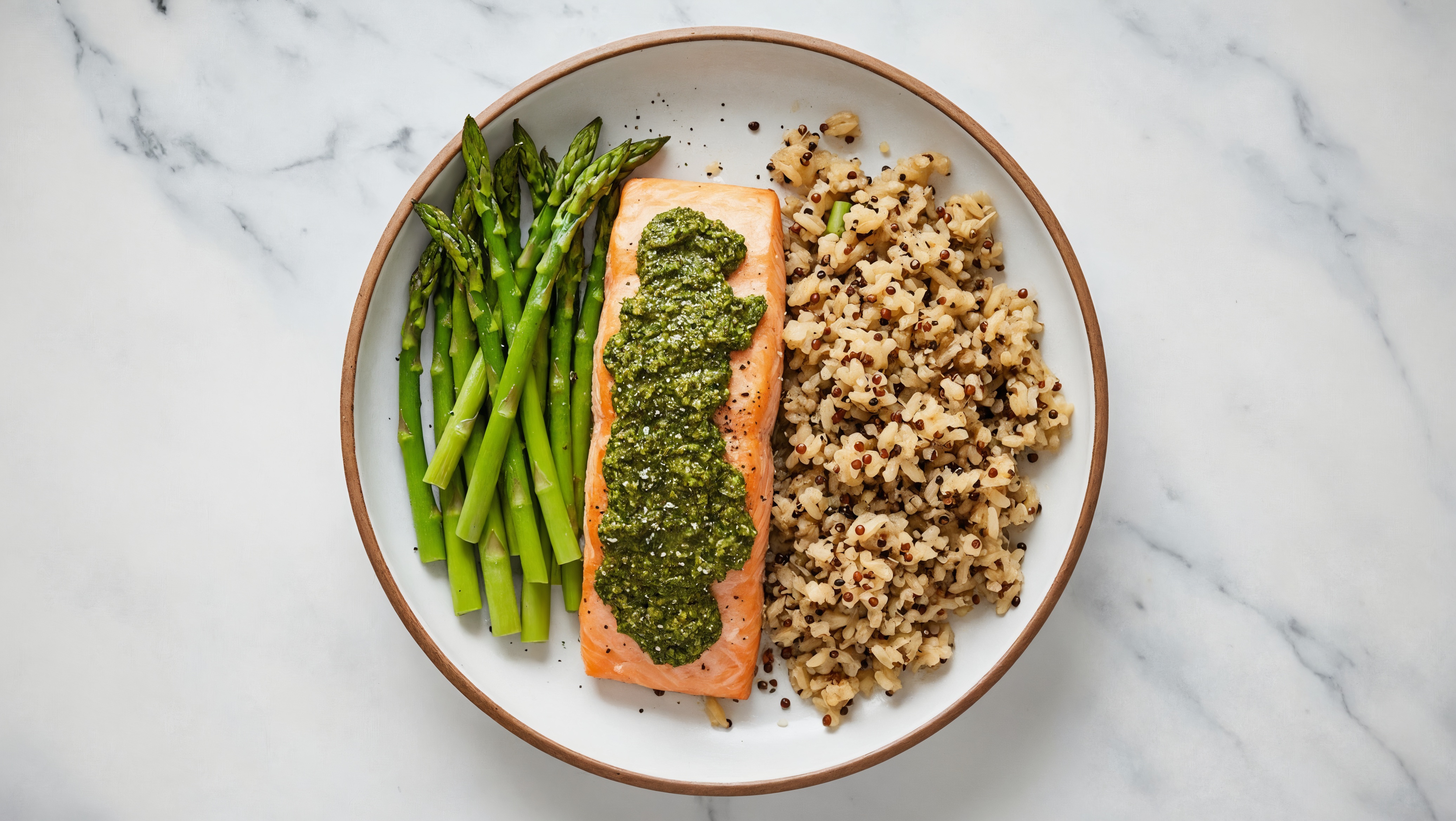 Oven Roasted Salmon with Asparagus + Pesto